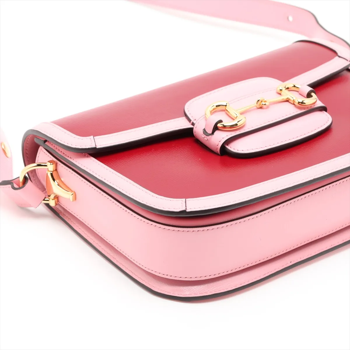 Horsebit 1955 602204 Leather Shoulder Bag Red x Pink — view 4