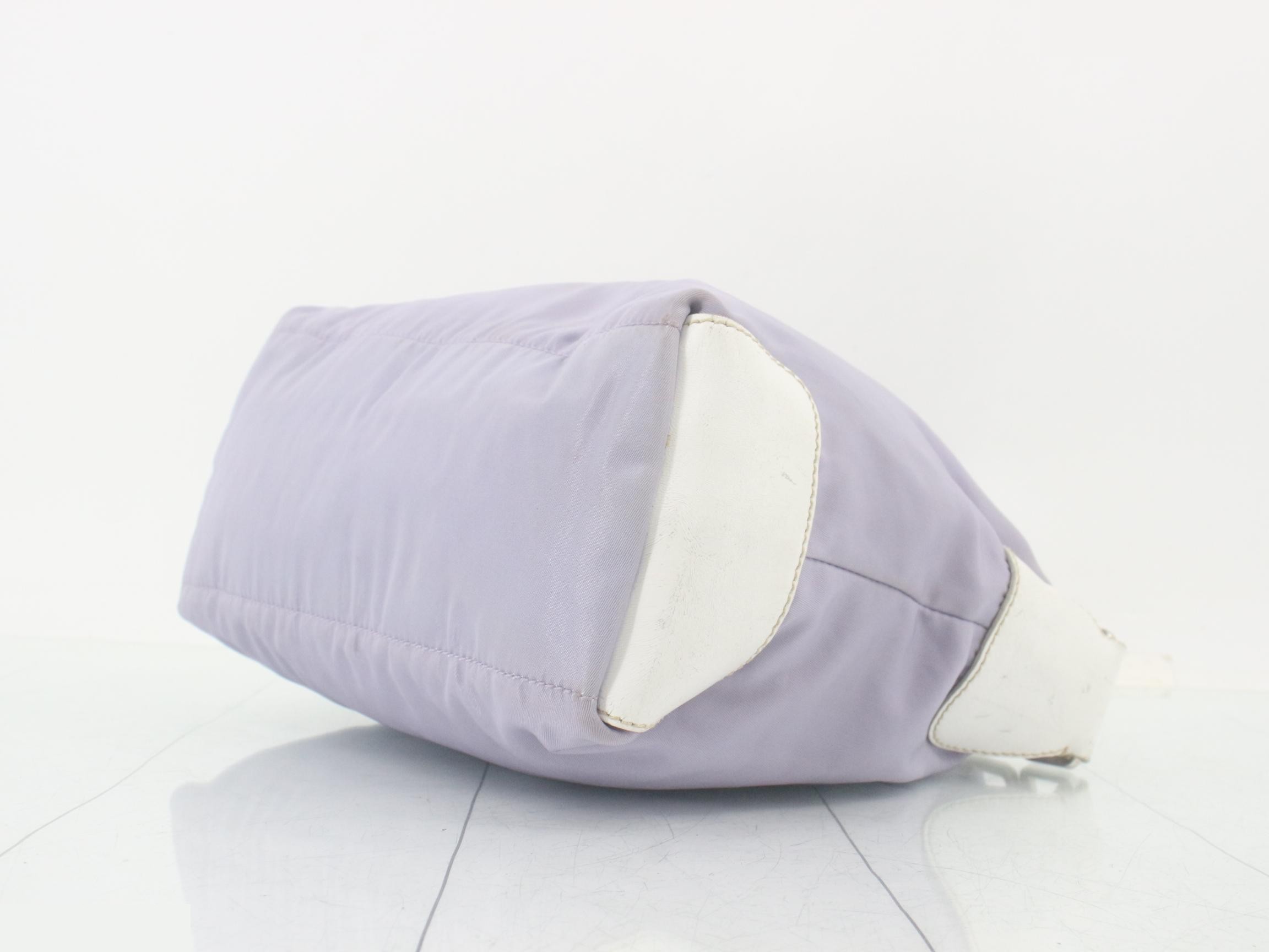 Nylon and leather combination one-shoulder bag, purple — view 6