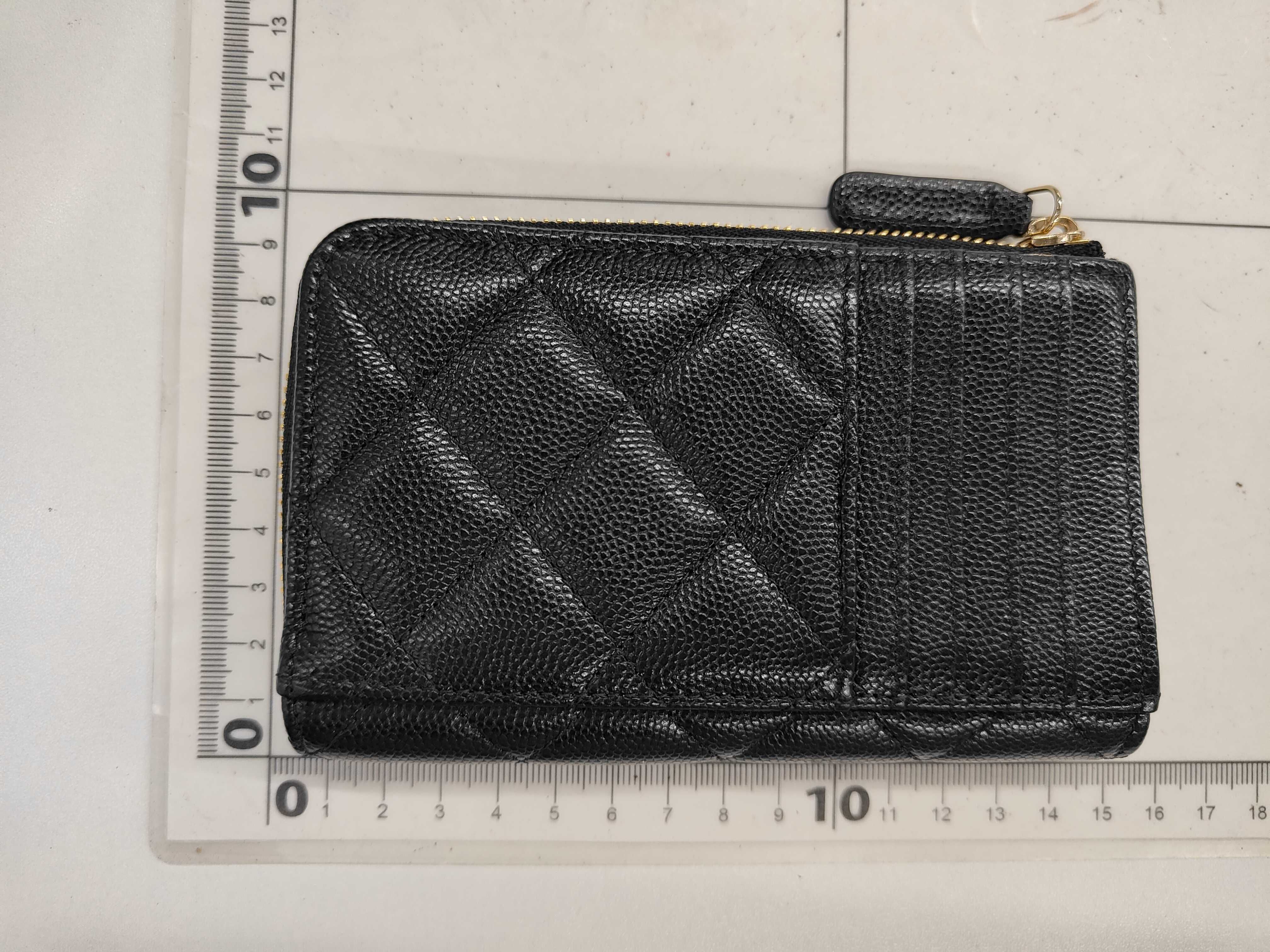 Black Caviar Leather Coco Mark Matelassé Card Case — view 2