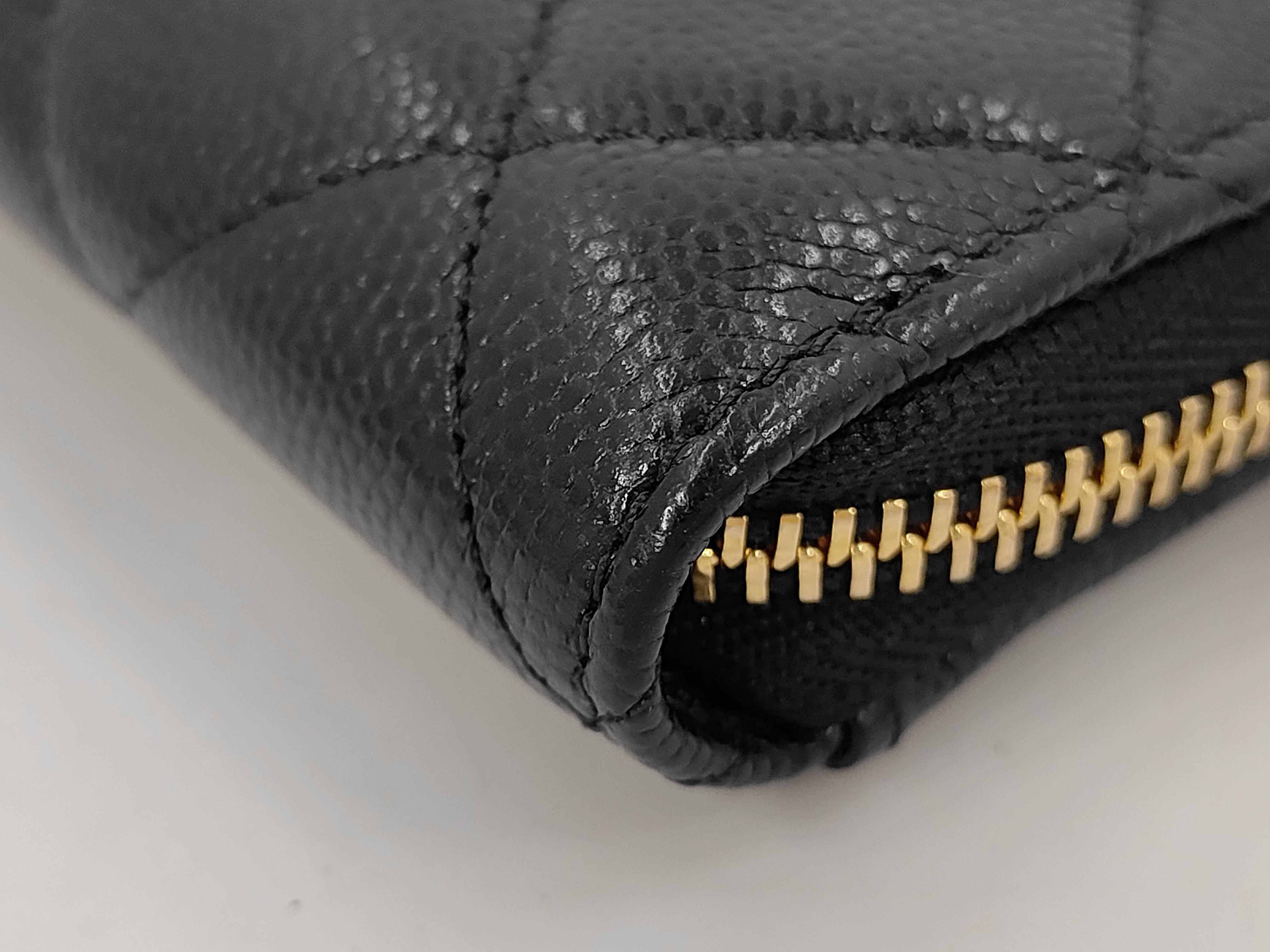 Black Caviar Leather Coco Mark Matelassé Card Case — view 3