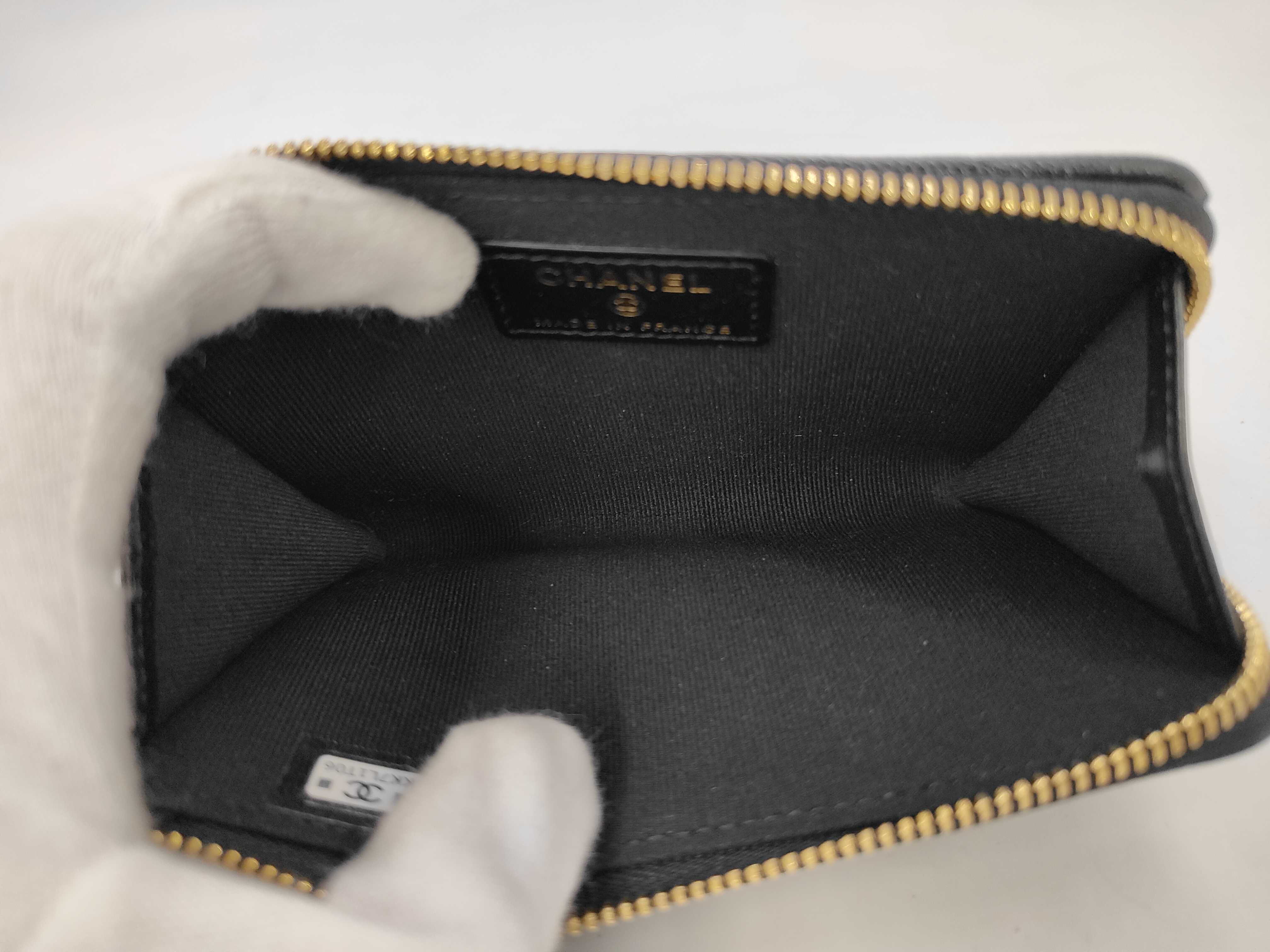 Black Caviar Leather Coco Mark Matelassé Card Case — view 6