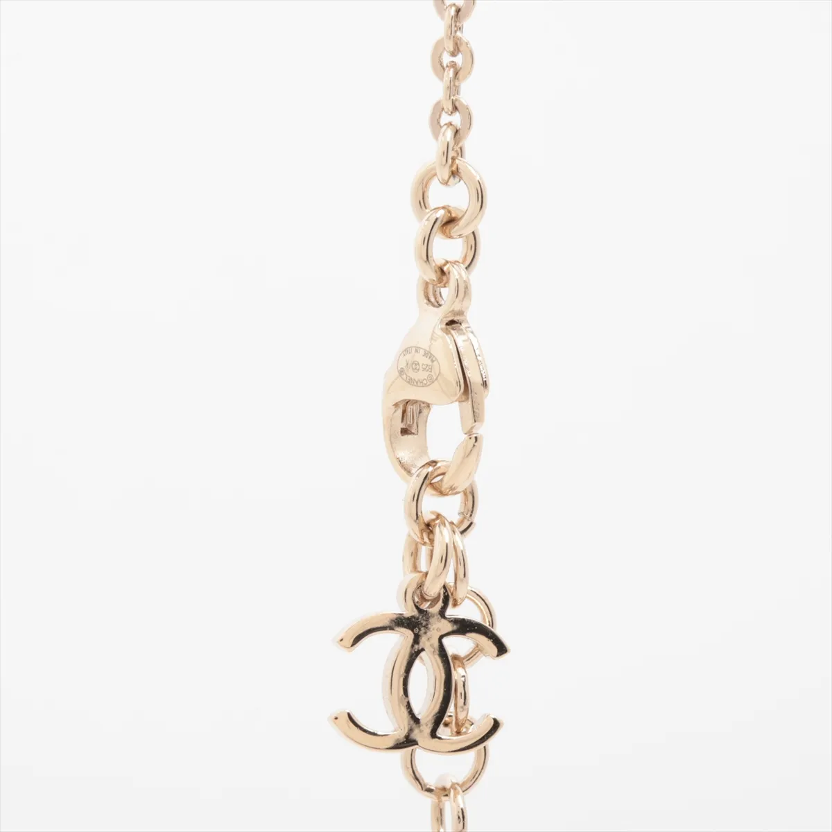 Coco Mark Ribbon B25K Necklace, GP x Rhinestone, Gold x Silver, — view 3