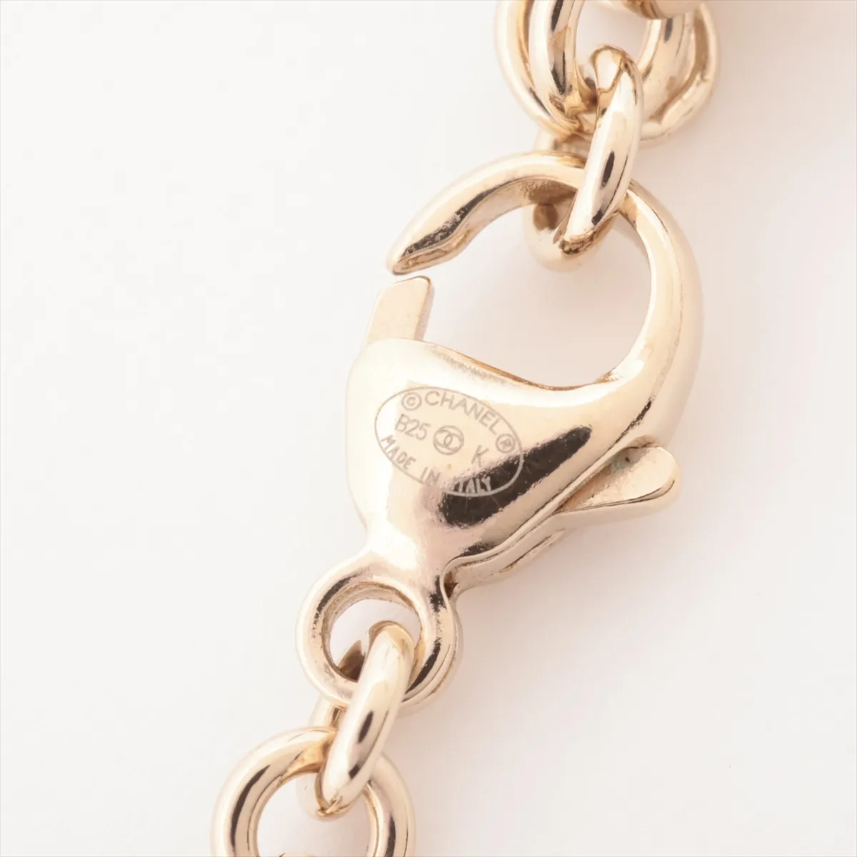 Coco Mark Ribbon B25K Necklace, GP x Rhinestone, Gold x Silver, — view 4