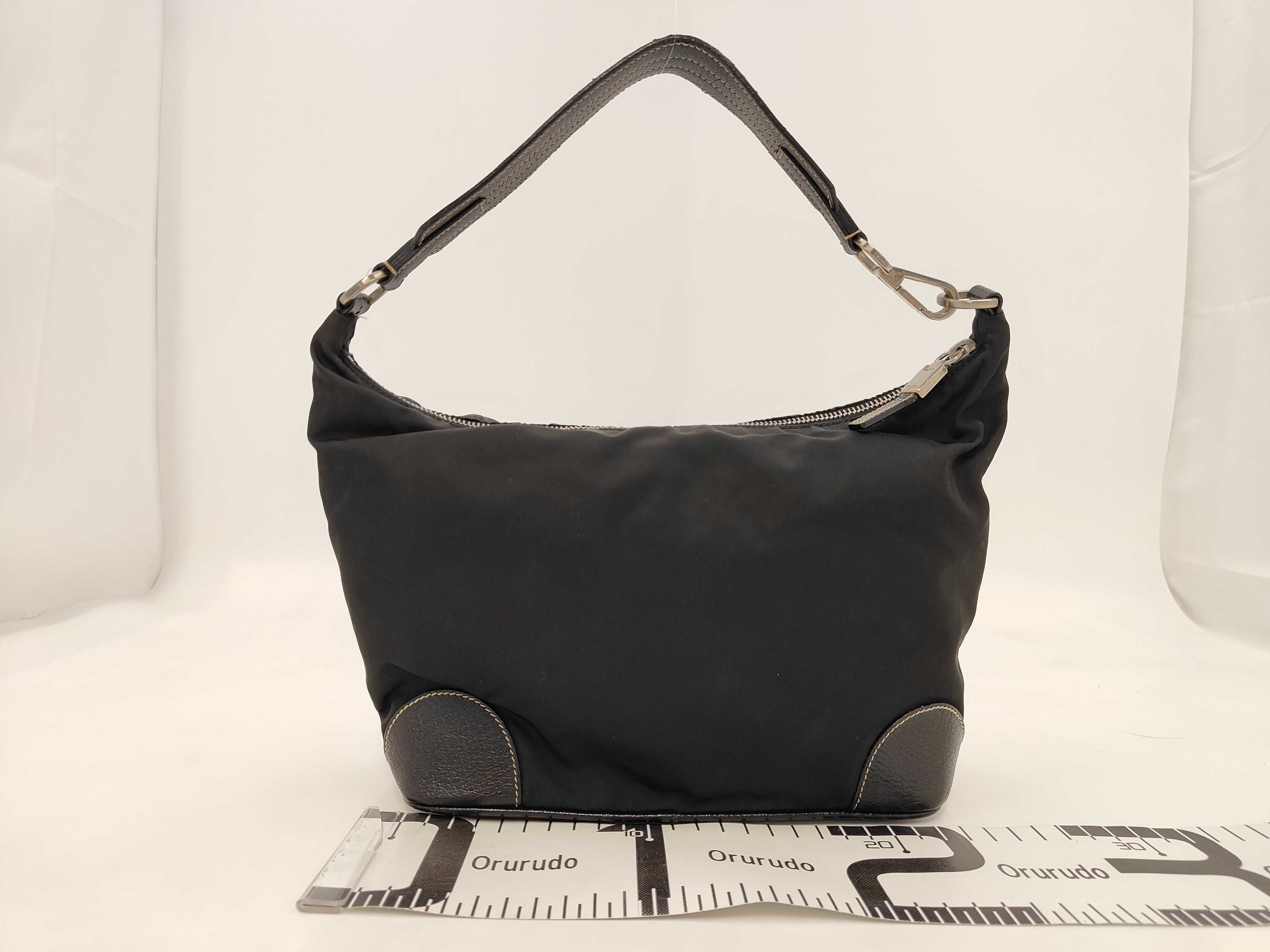 Triangle Logo Nylon Leather Shoulder Bag — view 2
