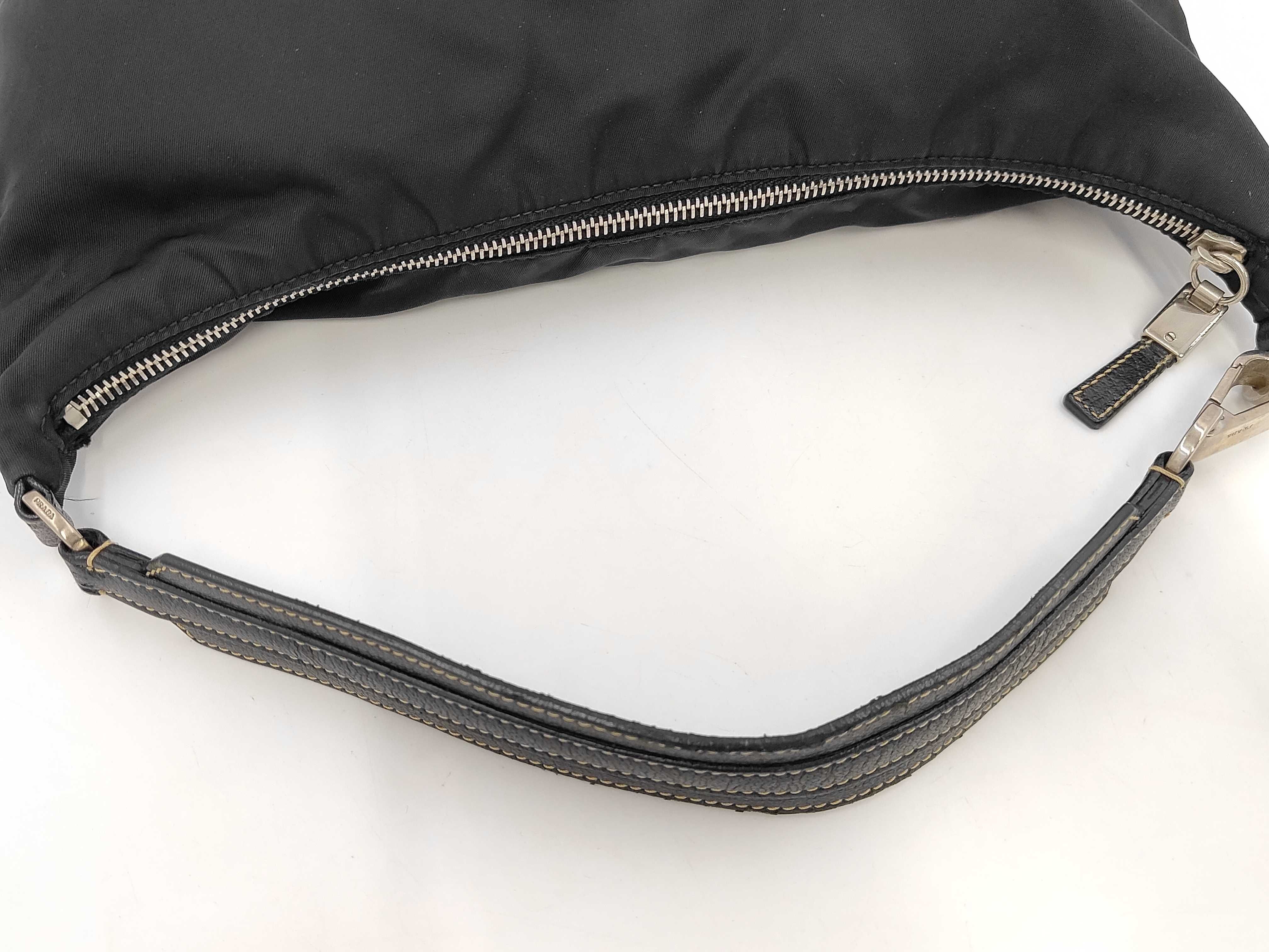 Triangle Logo Nylon Leather Shoulder Bag — view 5