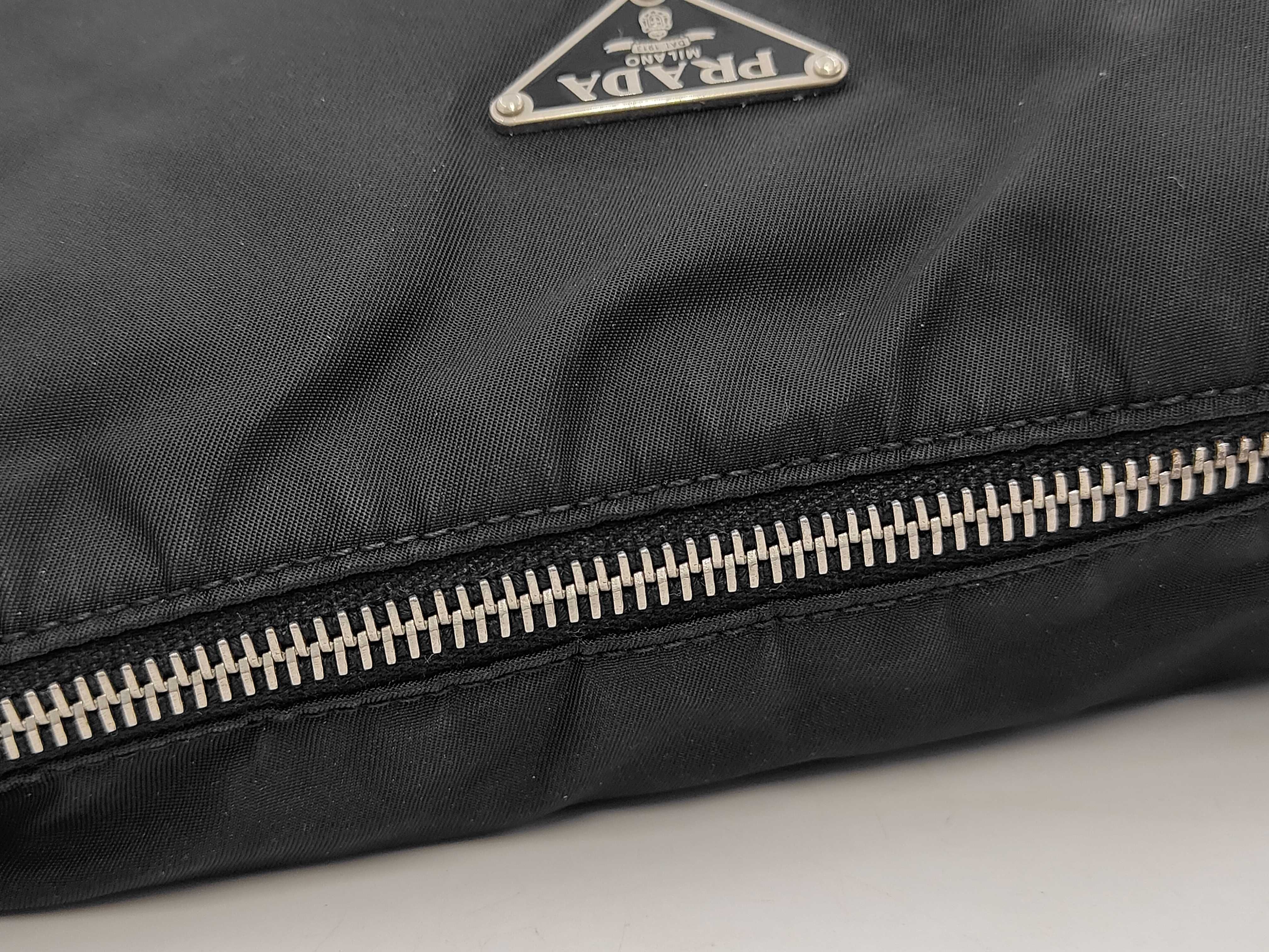 Triangle Logo Nylon Leather Shoulder Bag — view 8