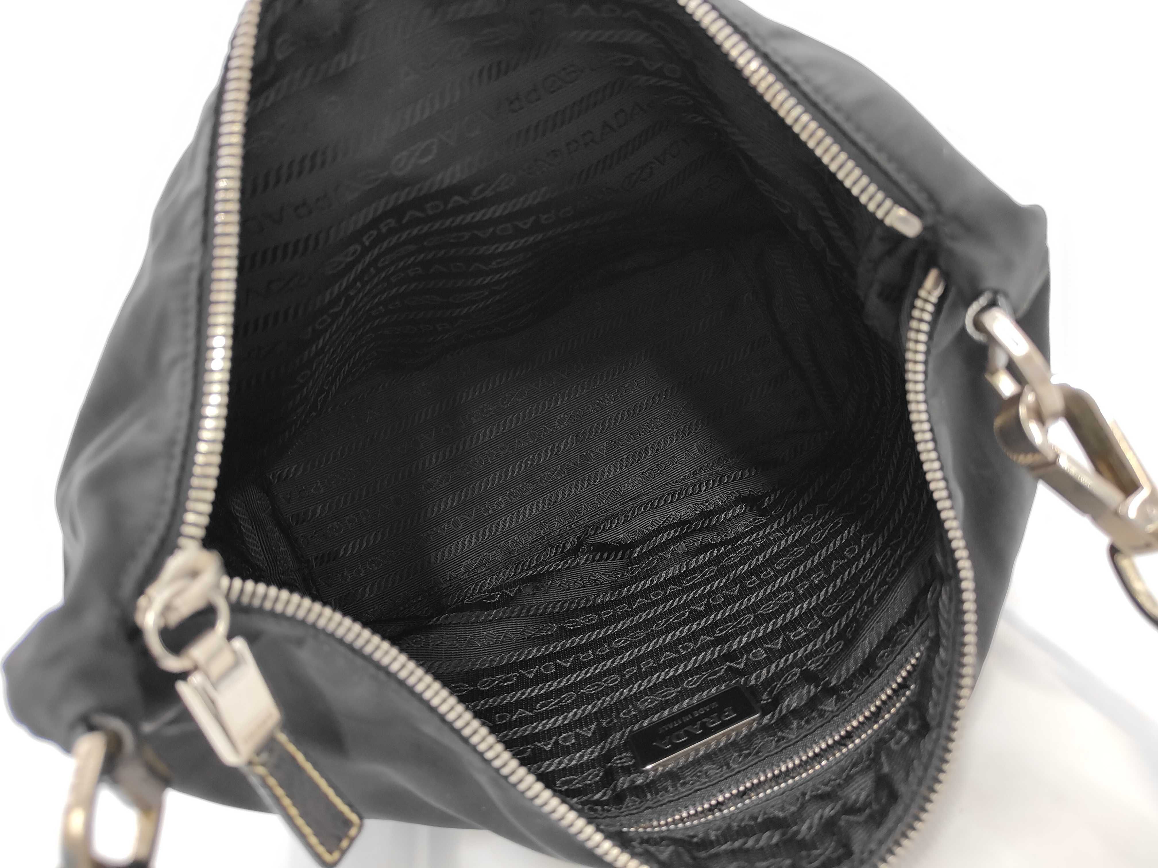 Triangle Logo Nylon Leather Shoulder Bag — view 10