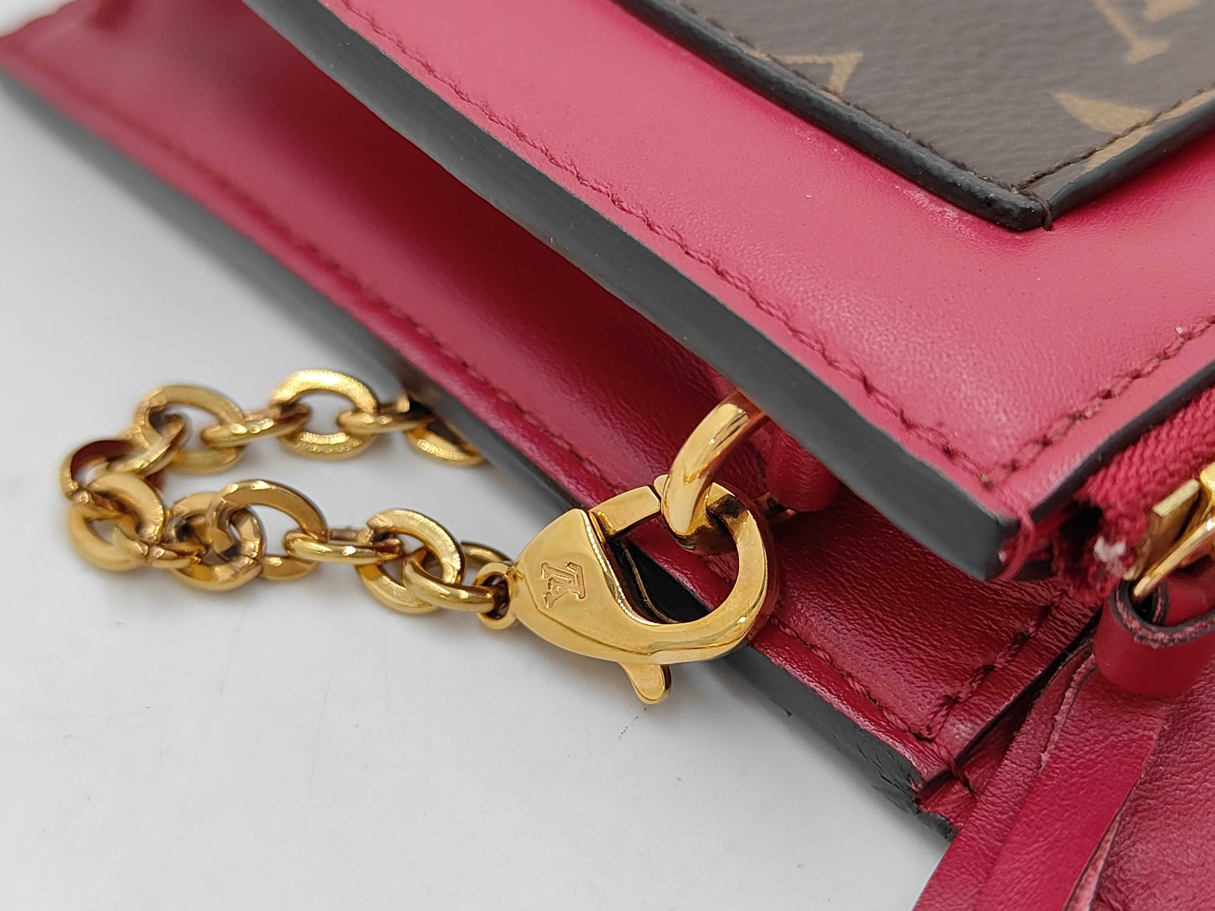 Monogram Louis Vuitton Monogram Portefeuille Flore Chain Fuchsia SN0159 Shoulder Bag — view 7