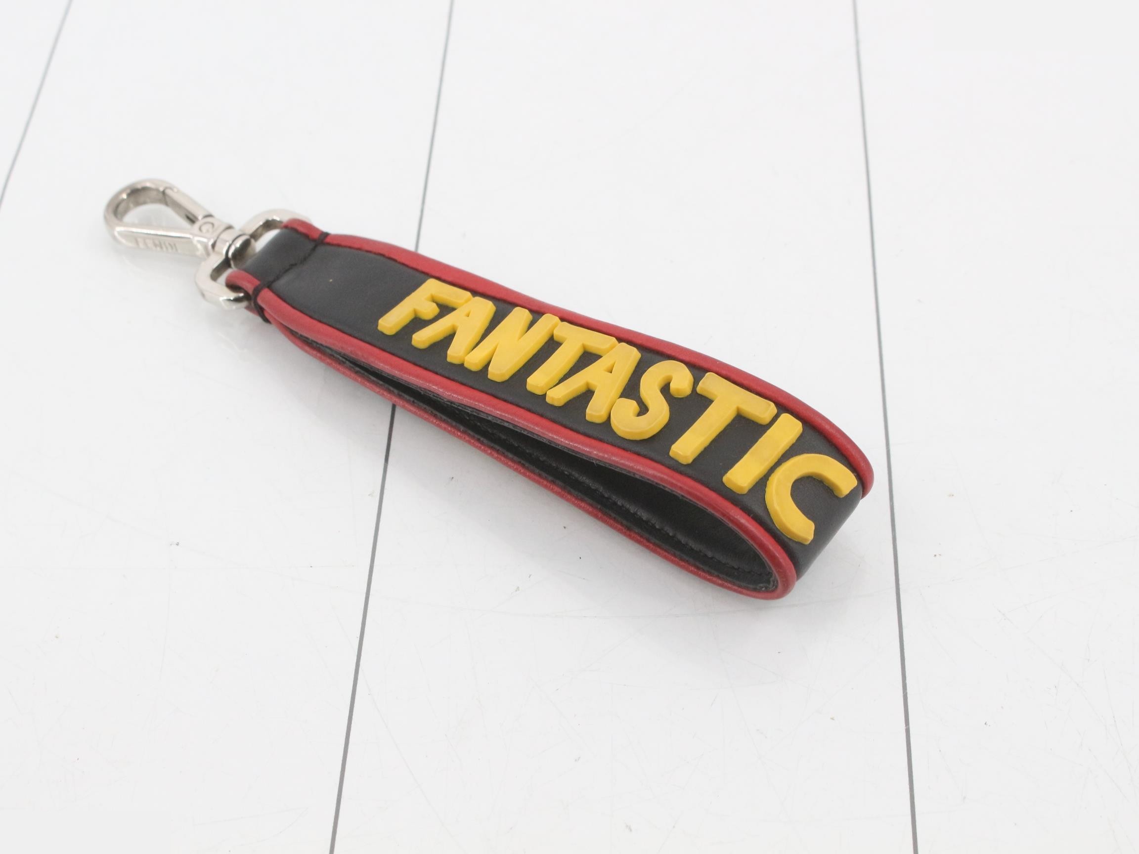 Logo Keyring Charm Leather Black Red — view 2