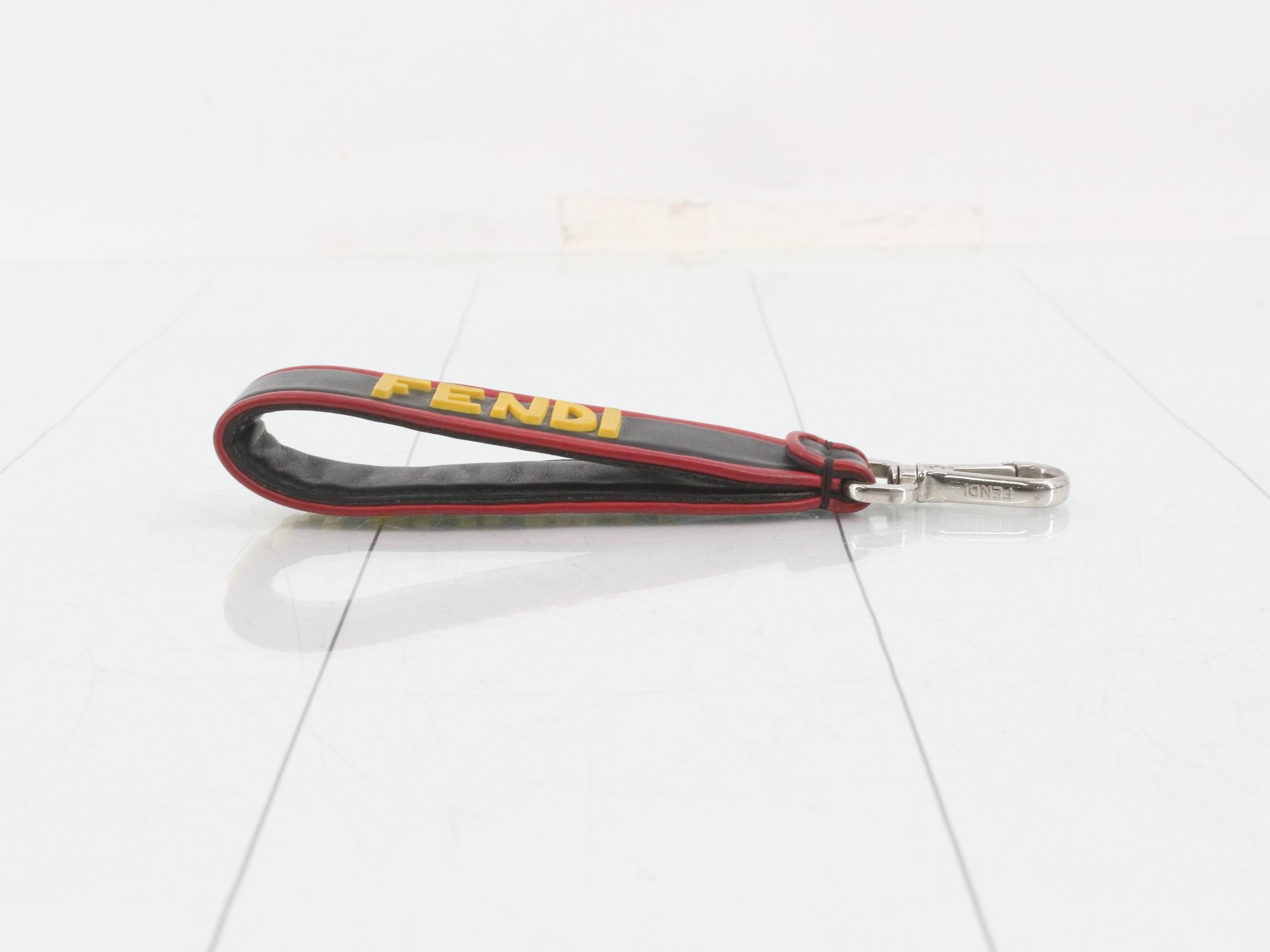 Logo Keyring Charm Leather Black Red — view 3