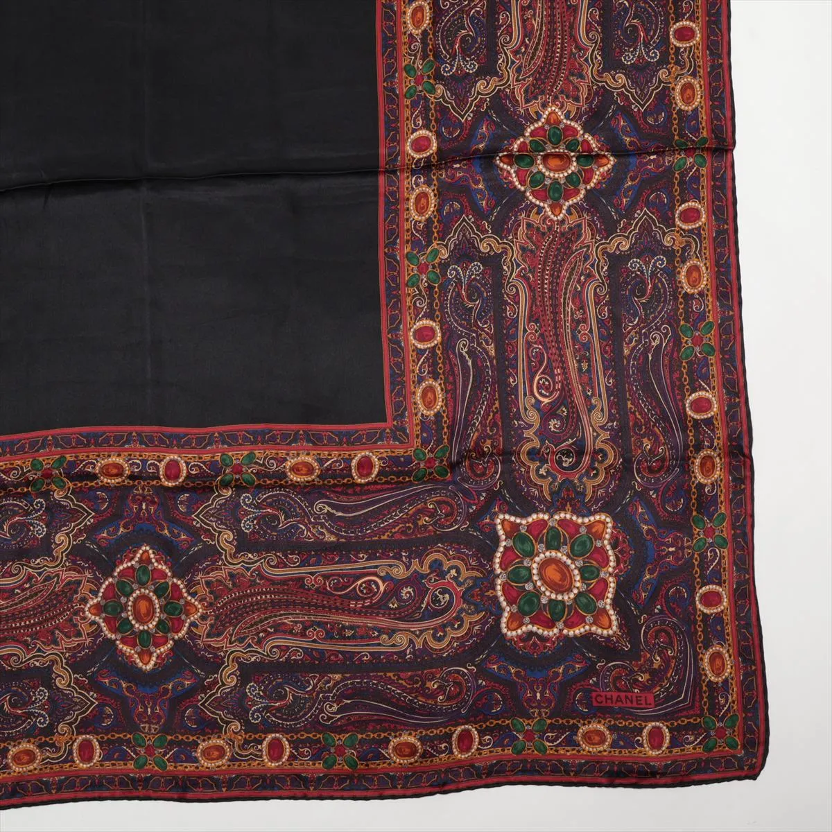 Gripore Scarf Silk Black x Multicolor Thread — view 4