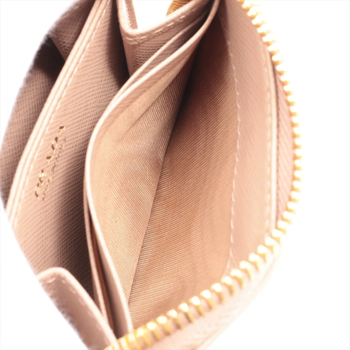 Saffiano Metal 1MM268 Leather Coin Case Beige — view 7