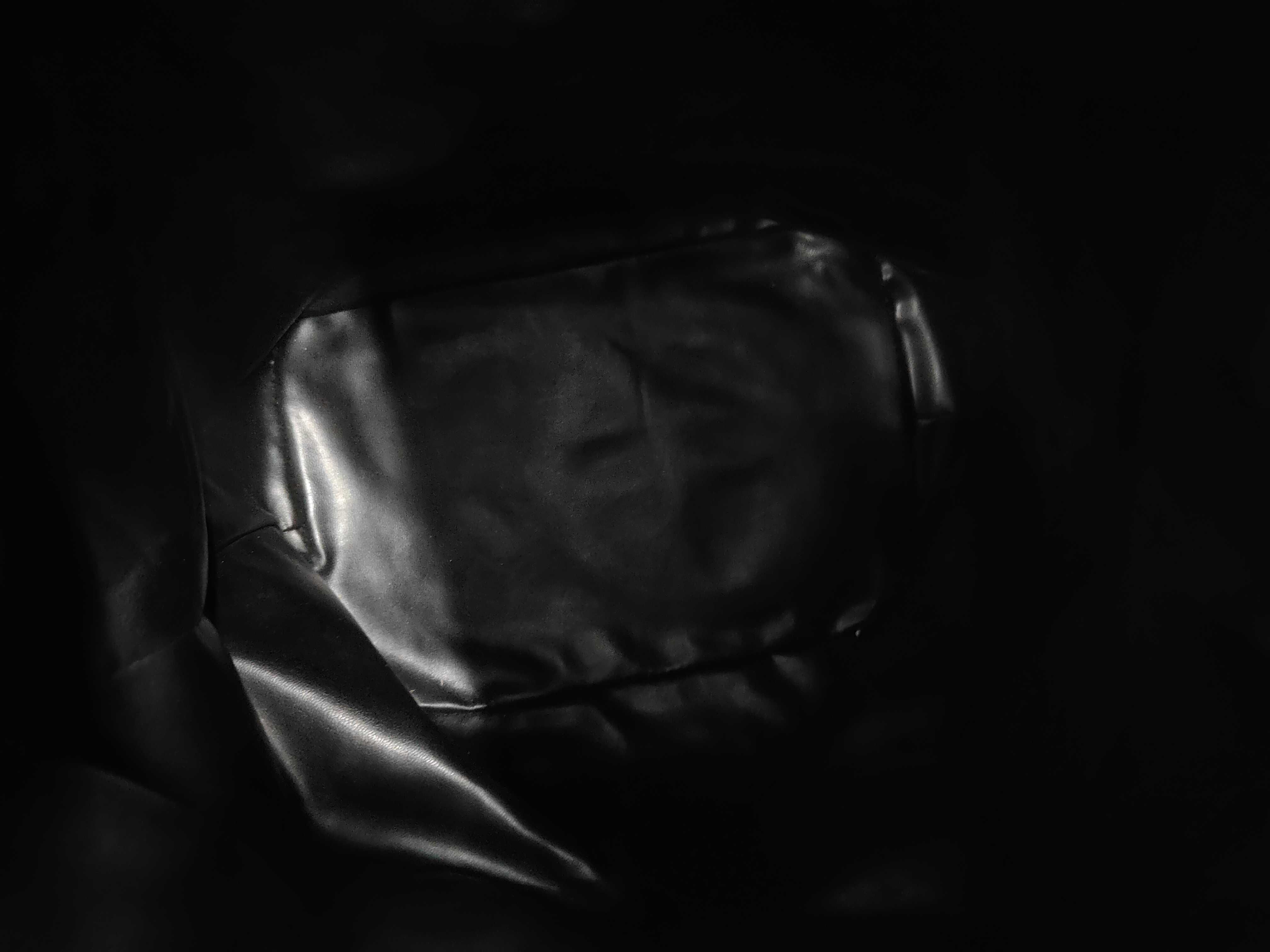 Vintage Drawstring Shoulder Bag, Black Leather Caviar Skin — view 9