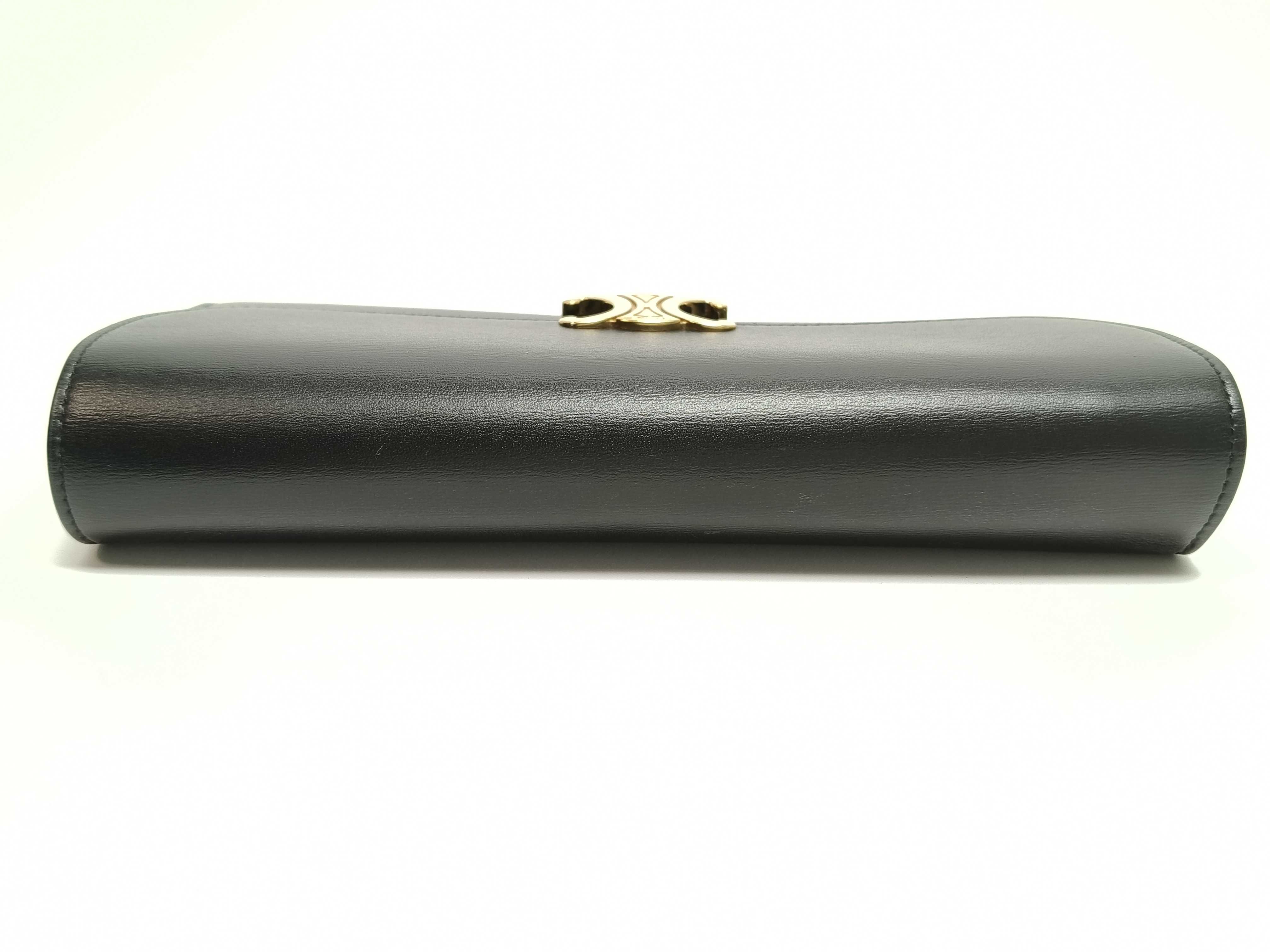 Triomphe Box Calf Leather Bi-fold Long Wallet Black Serial Number Wallet — view 6