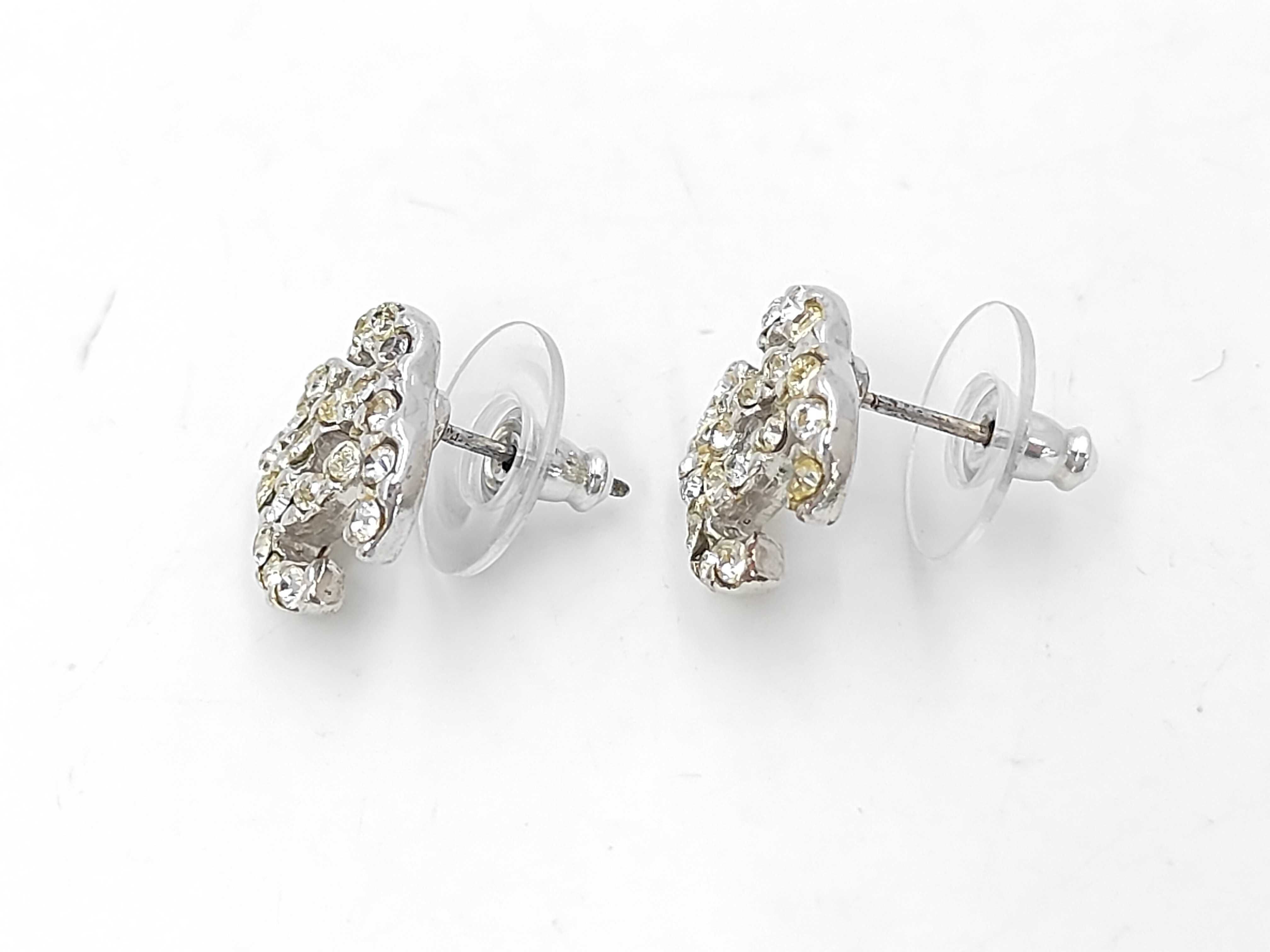 Rhinestone Coco Mark Earrings, Silver Earrings — view 2