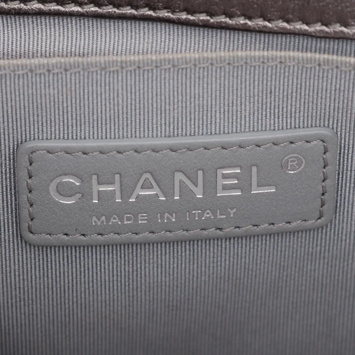 Boy Chanel 25 Perforated Leather Chain Shoulder Bag, Silver, Silver Hardware, 18914648, Serial Number 18-series, A67086 — view 9