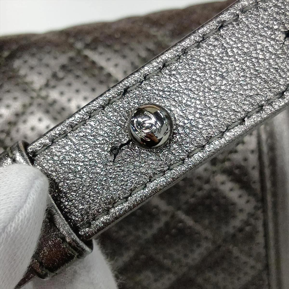 Boy Chanel 25 Perforated Leather Chain Shoulder Bag, Silver, Silver Hardware, 18914648, Serial Number 18-series, A67086 — view 10