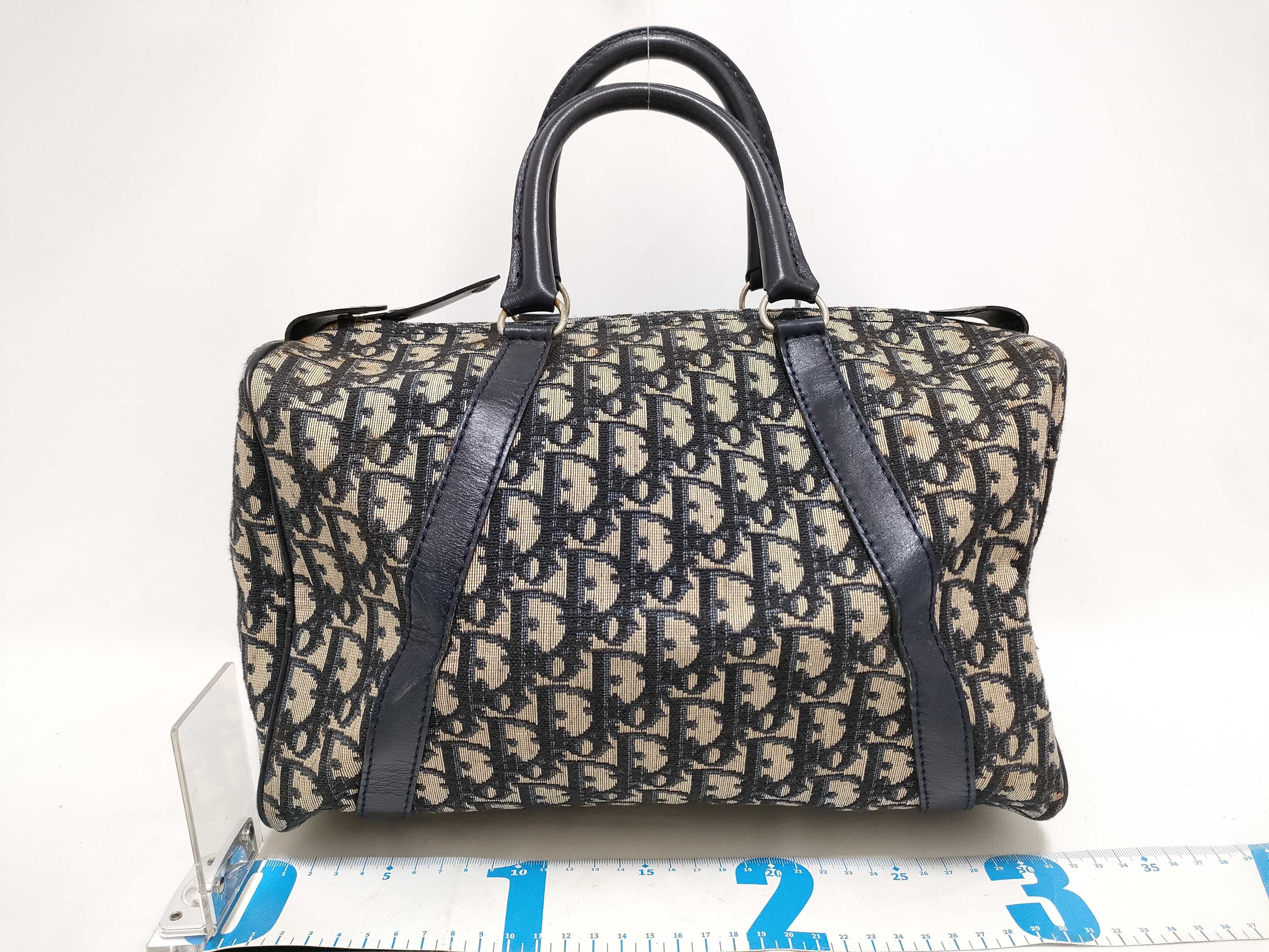 Trotter Boston Bag, Canvas and Leather, Navy Handbag — view 2