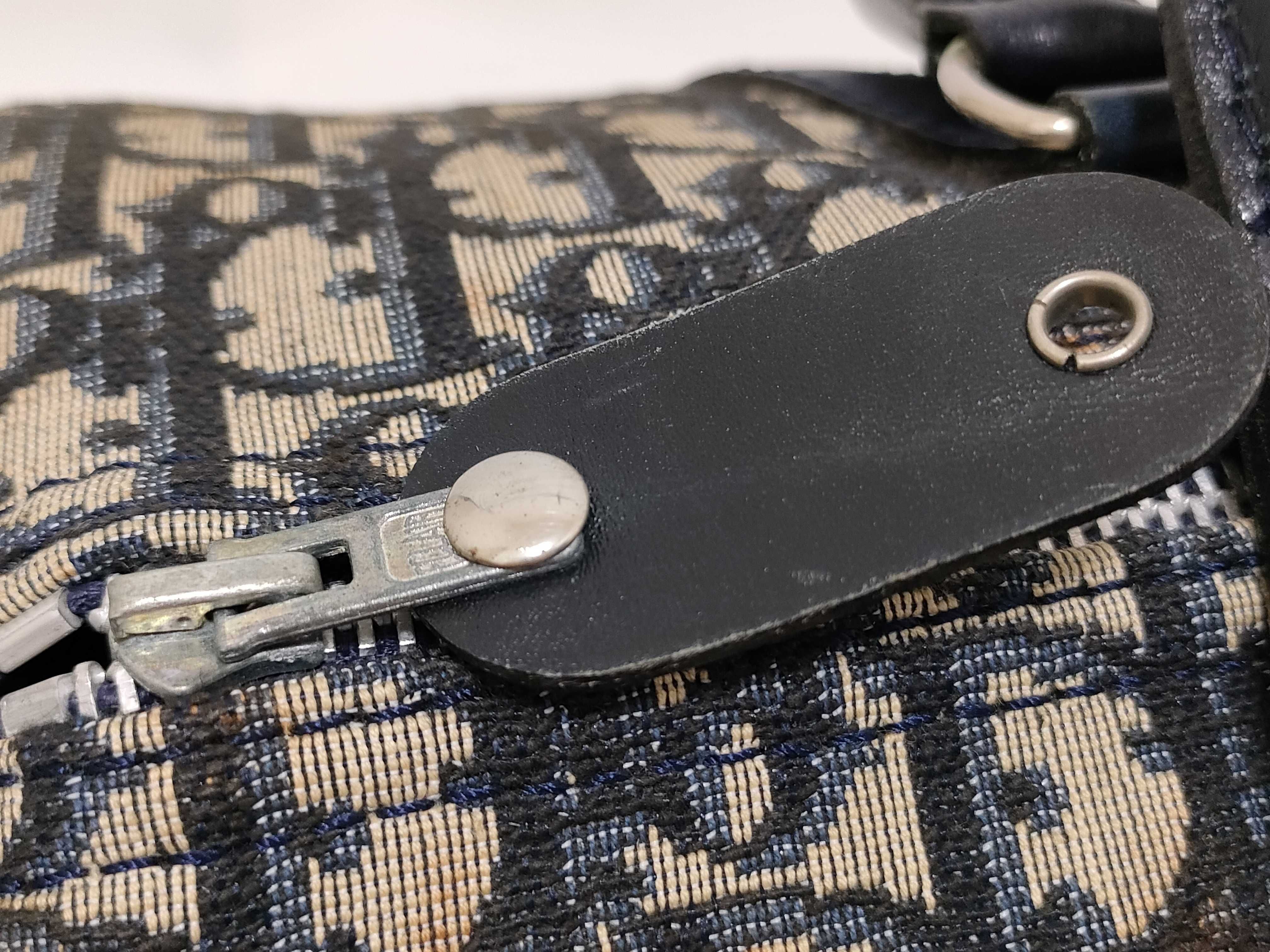 Trotter Boston Bag, Canvas and Leather, Navy Handbag — view 13