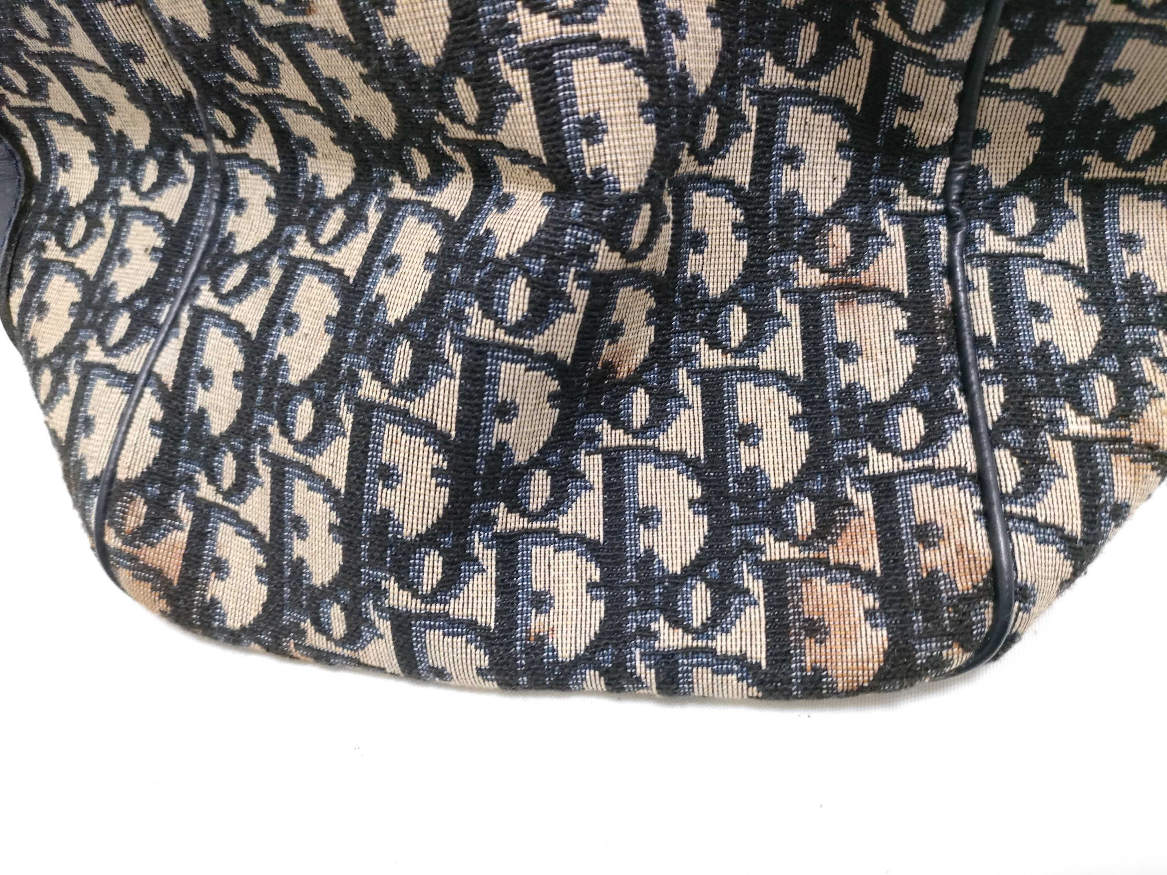 Trotter Boston Bag, Canvas and Leather, Navy Handbag — view 15