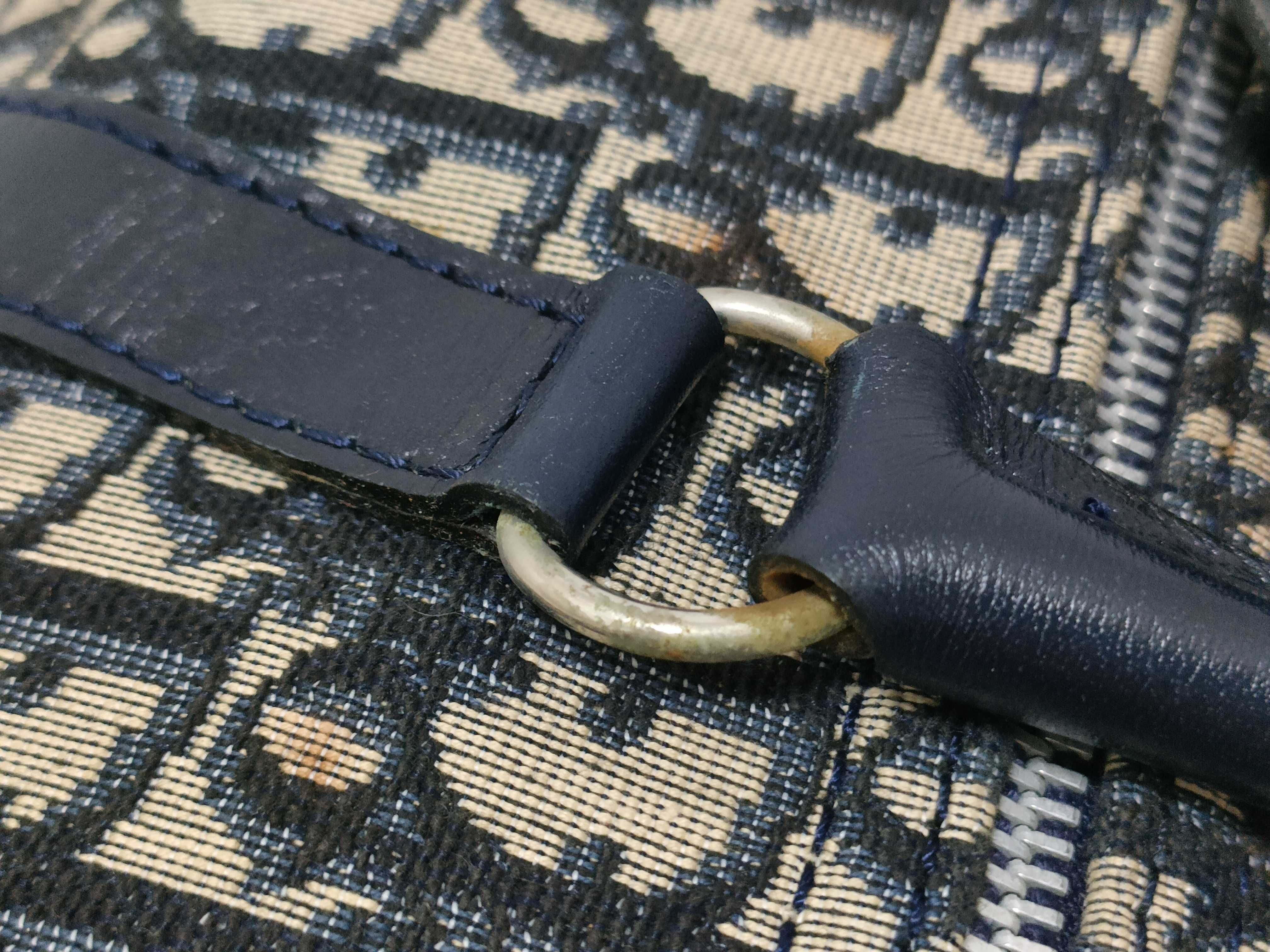 Trotter Boston Bag, Canvas and Leather, Navy Handbag — view 5