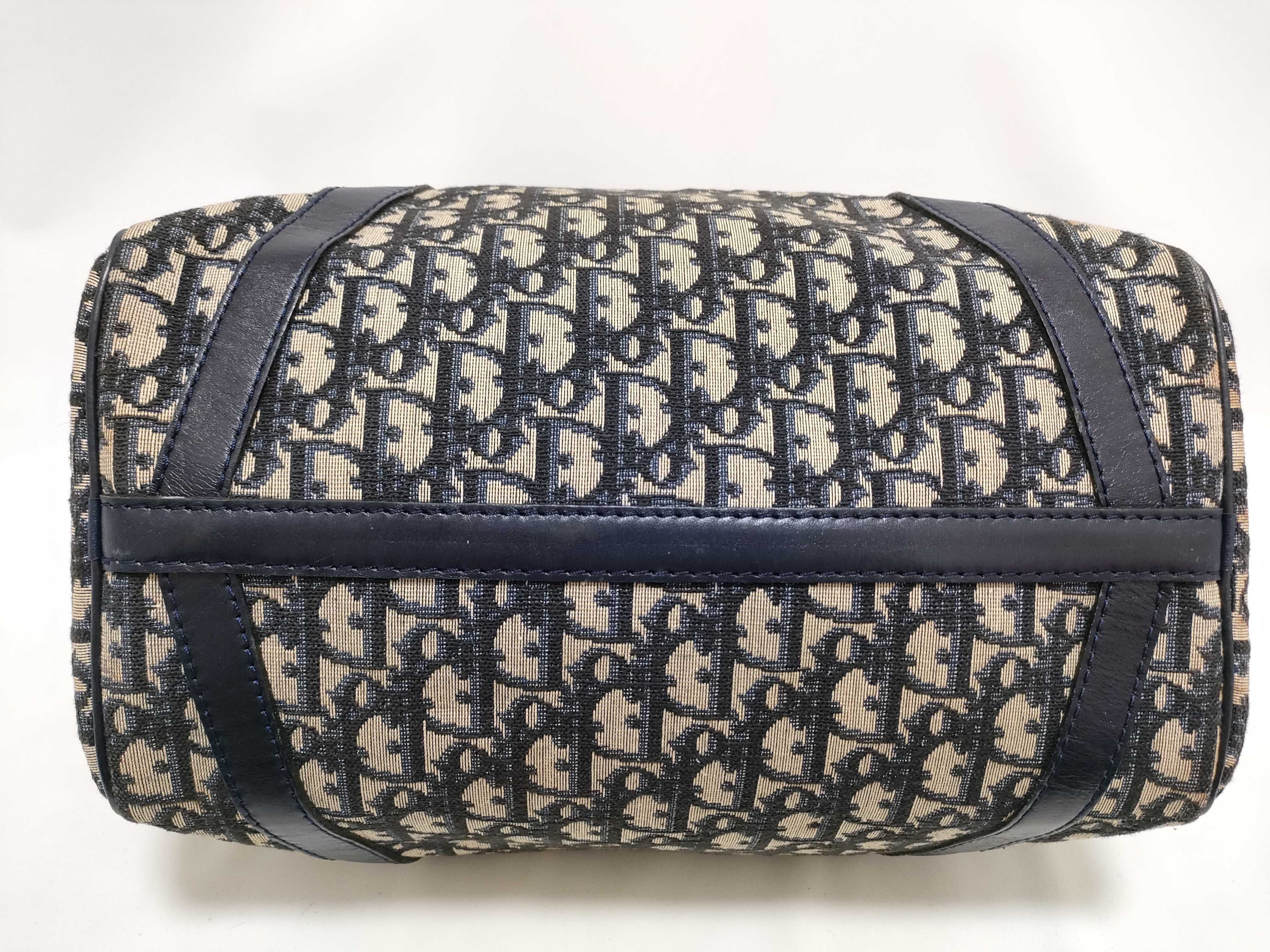 Trotter Boston Bag, Canvas and Leather, Navy Handbag — view 8
