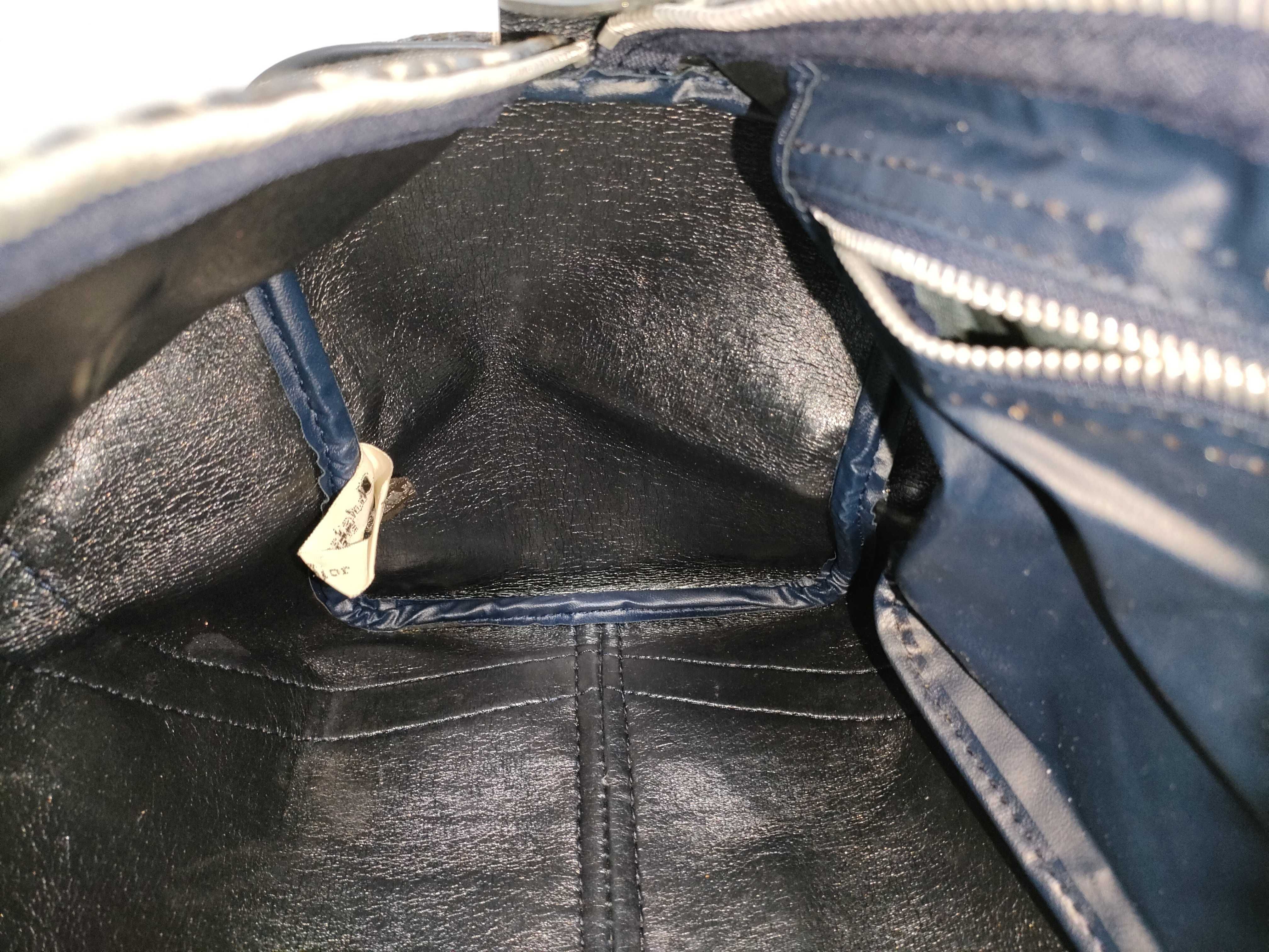 Trotter Boston Bag, Canvas and Leather, Navy Handbag — view 9