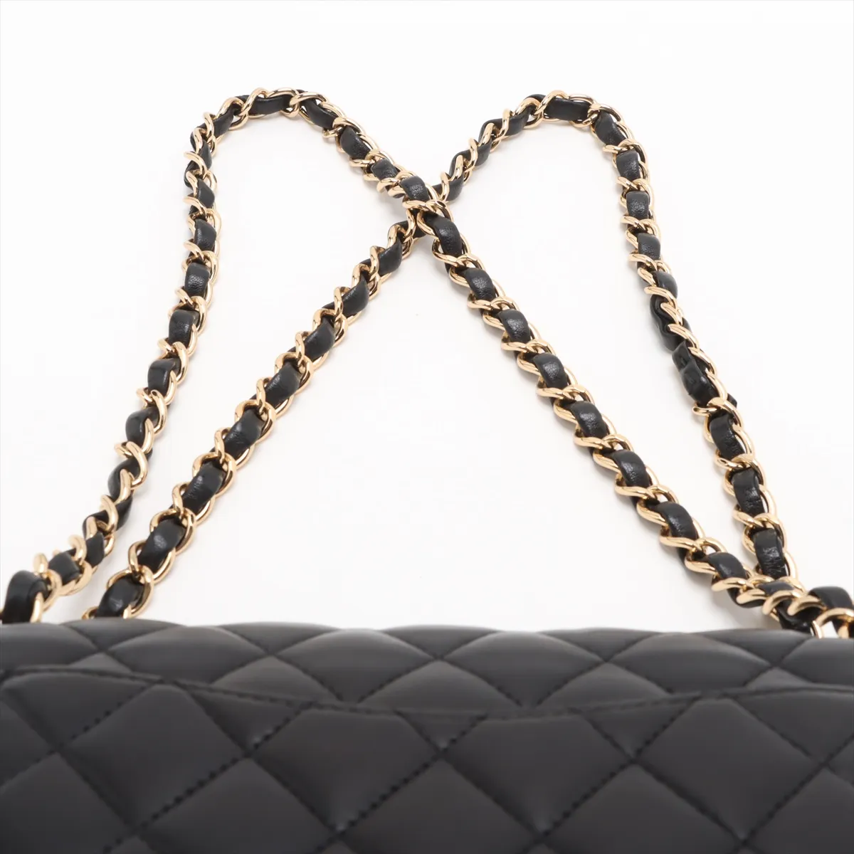 [Individually wrapped] Chanel Matelasse 25 Lambskin Double Flap Double Chain Bag Black Gold Hardware 16516822 16th Series A01112 — view 6