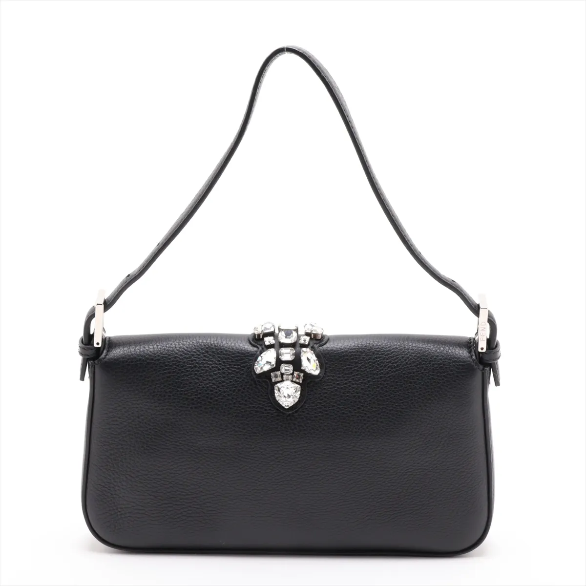 [Individually packaged] Fendi Baguette 8BR600 Leather x Jewel Shoulder Bag, Black — view 2
