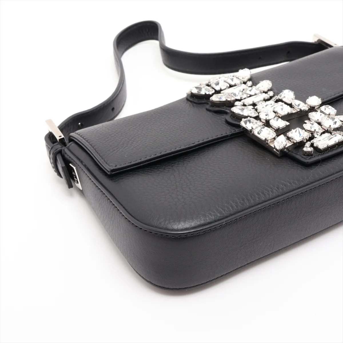 [Individually packaged] Fendi Baguette 8BR600 Leather x Jewel Shoulder Bag, Black — view 4