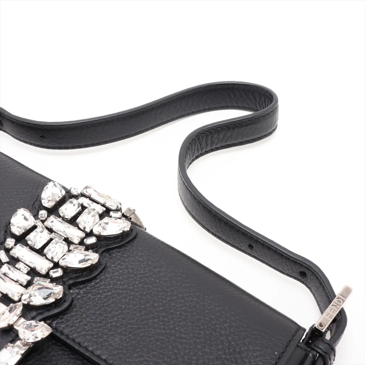 [Individually packaged] Fendi Baguette 8BR600 Leather x Jewel Shoulder Bag, Black — view 5