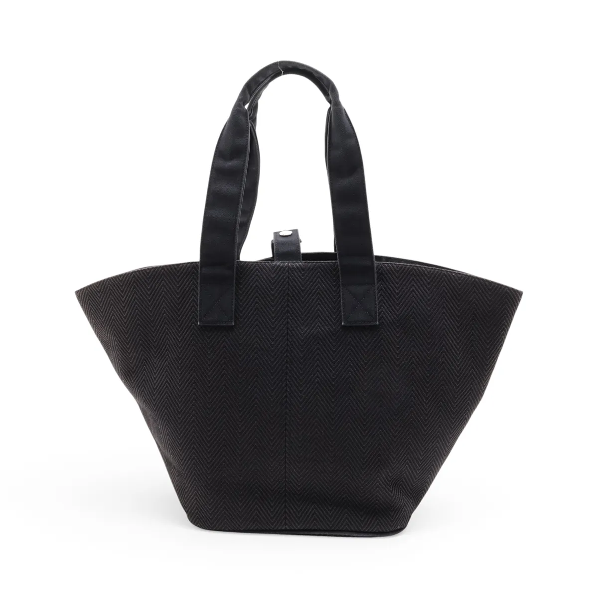 Panier de Plage PM Toile Chevron Black Silver Hardware