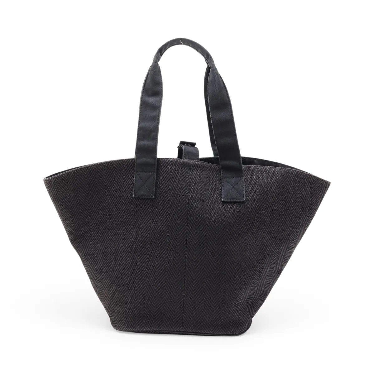 Panier de Plage PM Toile Chevron Black Silver Hardware — view 2