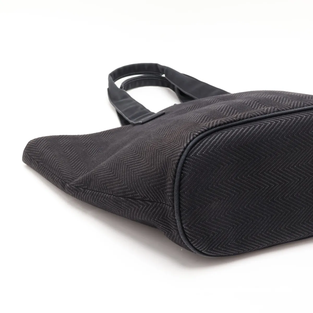 Panier de Plage PM Toile Chevron Black Silver Hardware — view 4