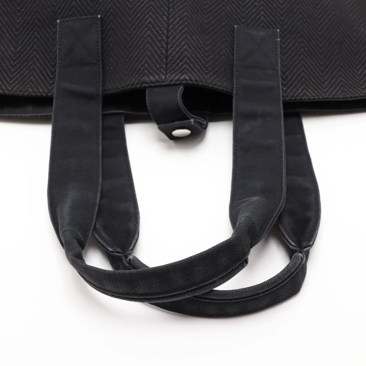 Panier de Plage PM Toile Chevron Black Silver Hardware — view 5