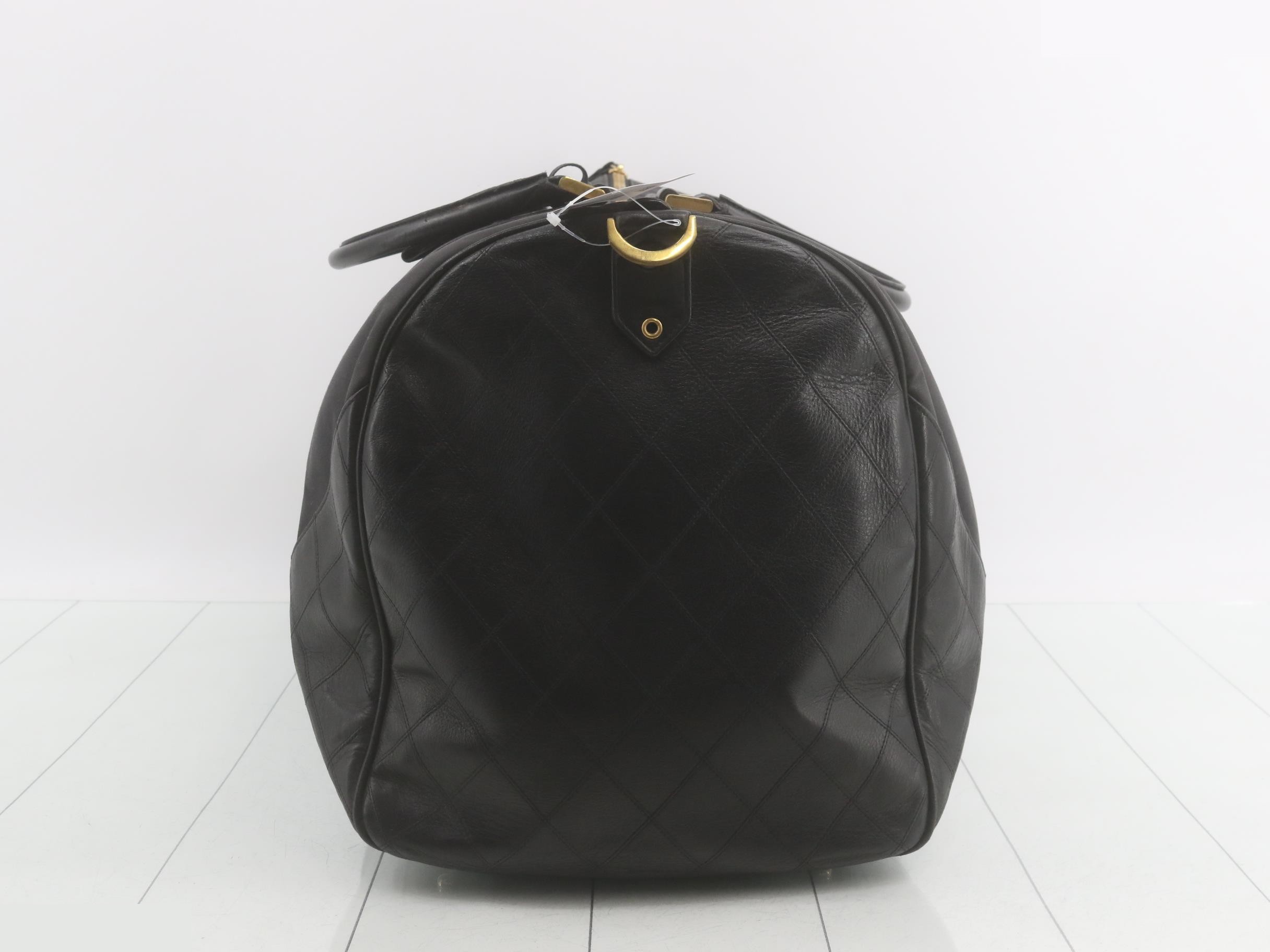 Bicolore Leather Boston Bag, Black — view 3