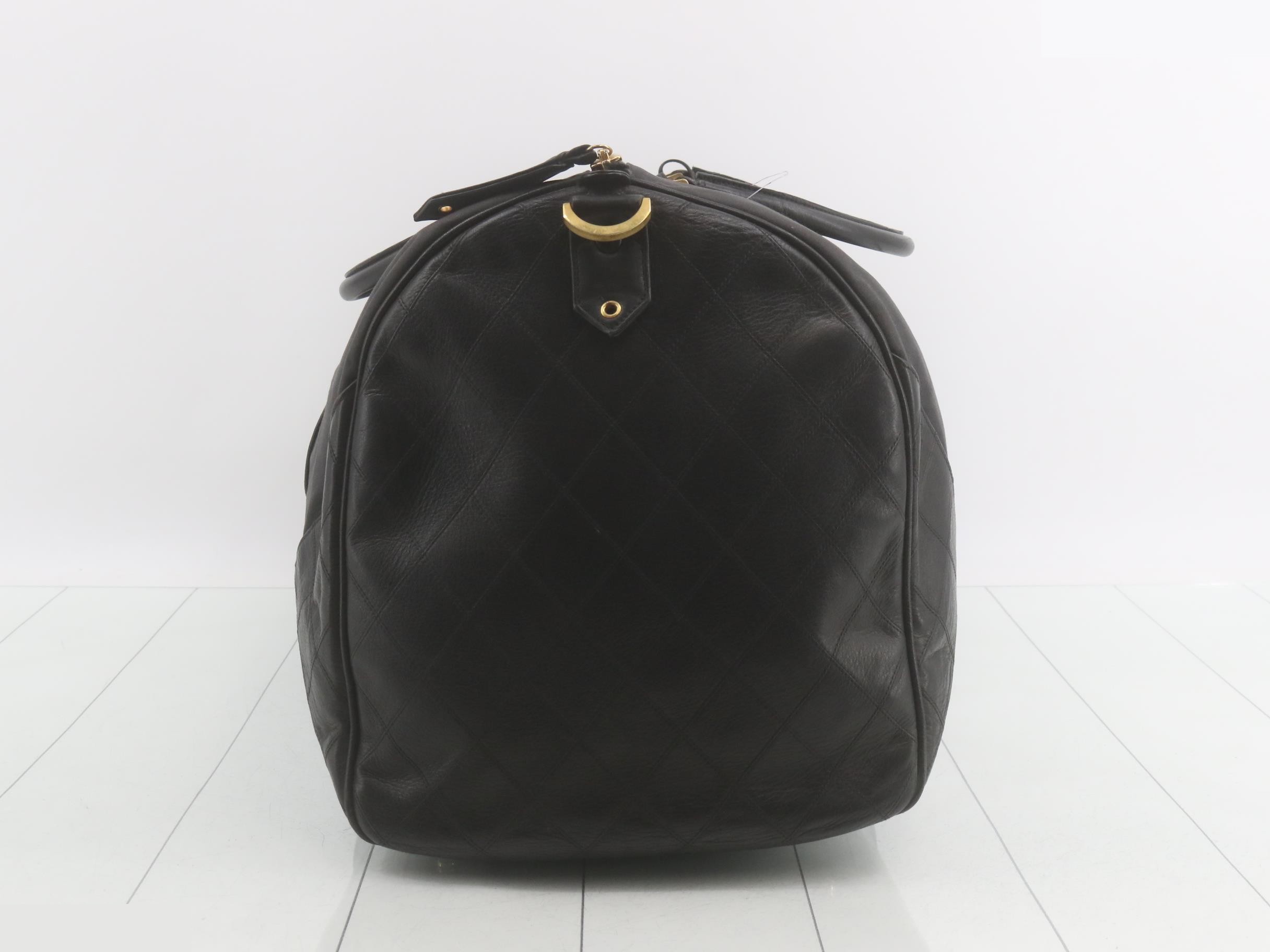 Bicolore Leather Boston Bag, Black — view 4
