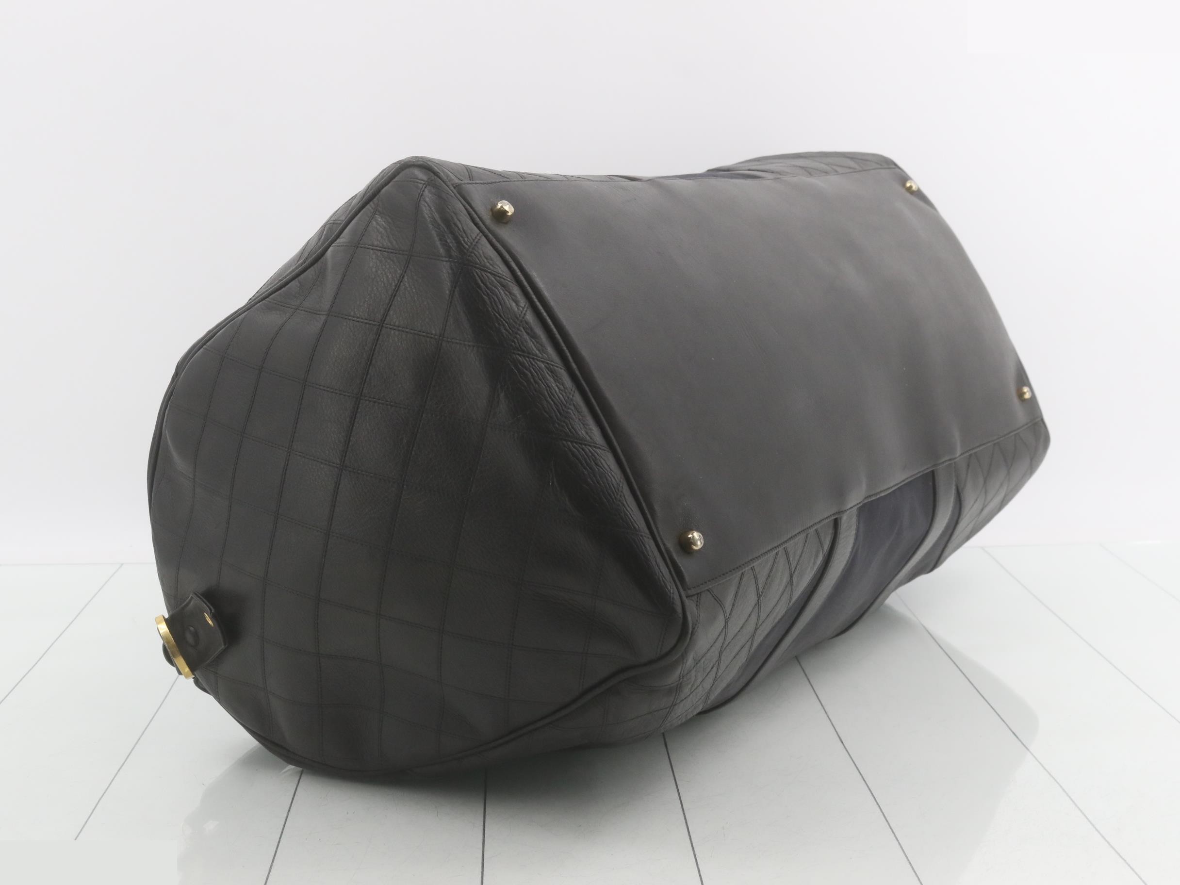 Bicolore Leather Boston Bag, Black — view 5