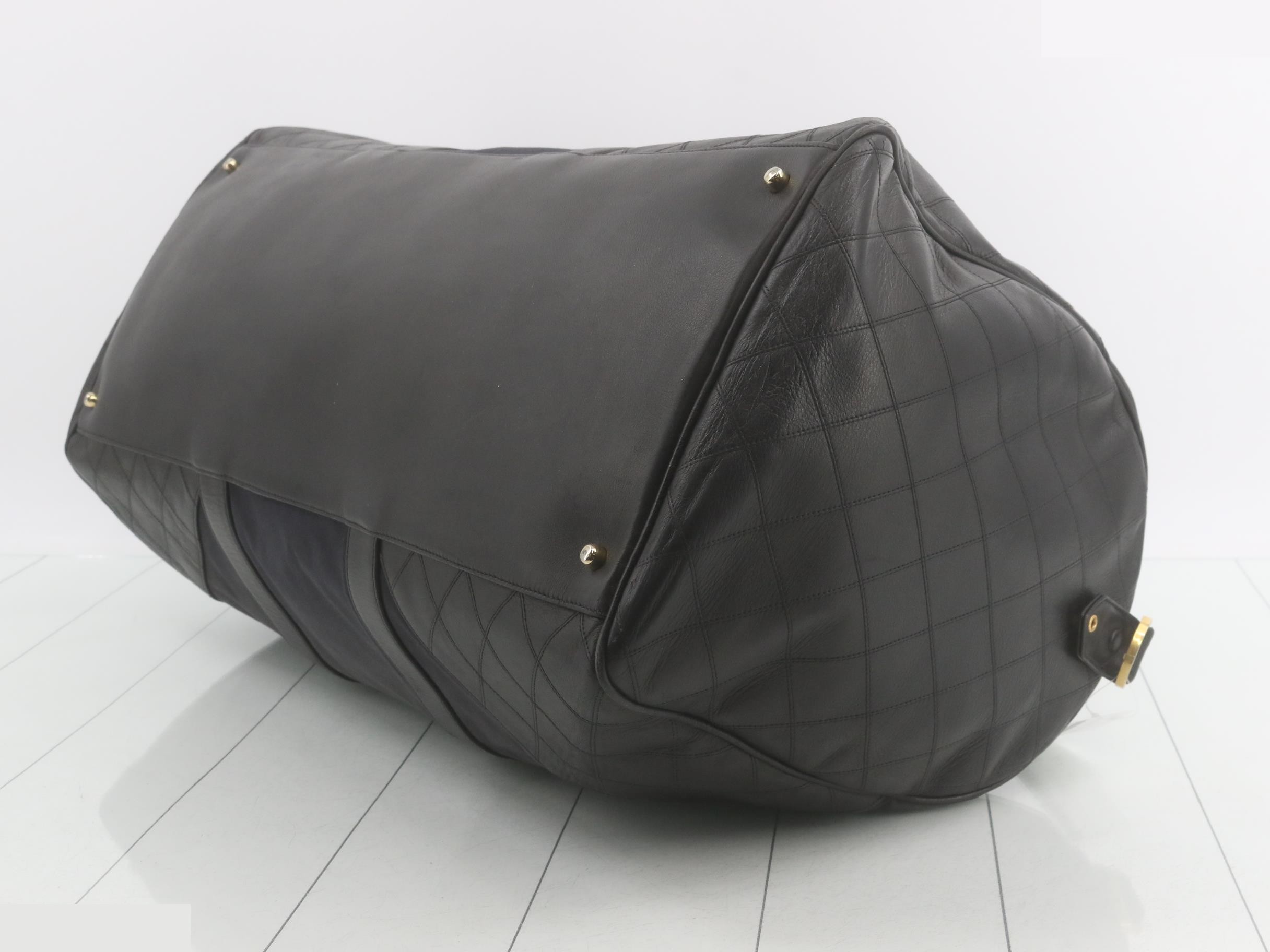 Bicolore Leather Boston Bag, Black — view 6
