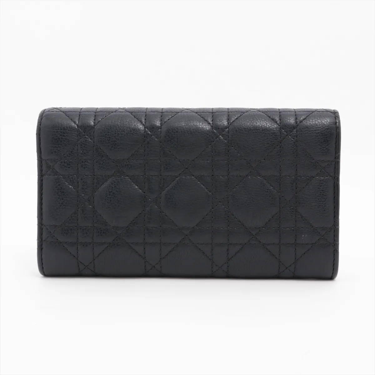 Cannage Caro Leather Long Wallet, Black — view 2