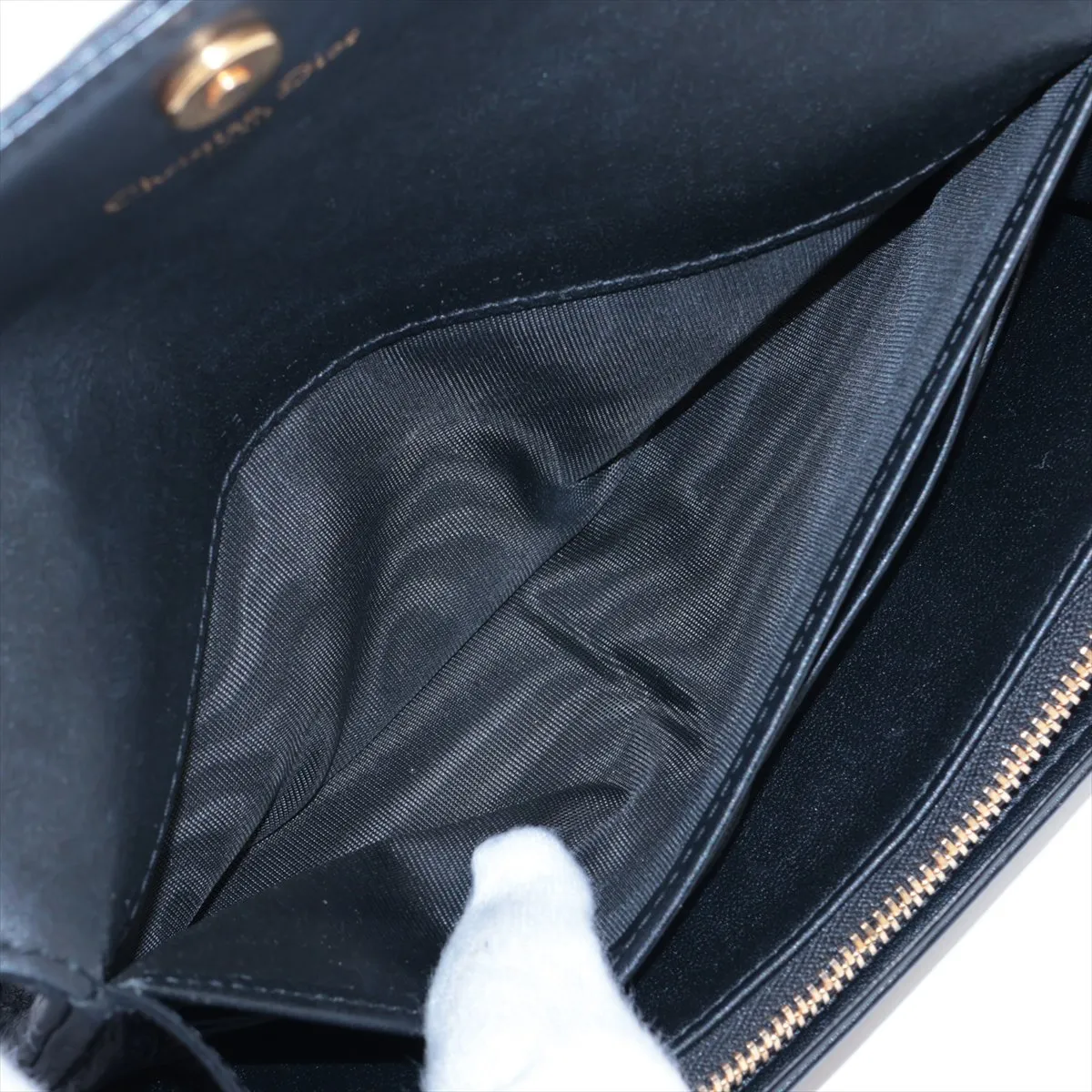 Cannage Caro Leather Long Wallet, Black — view 4