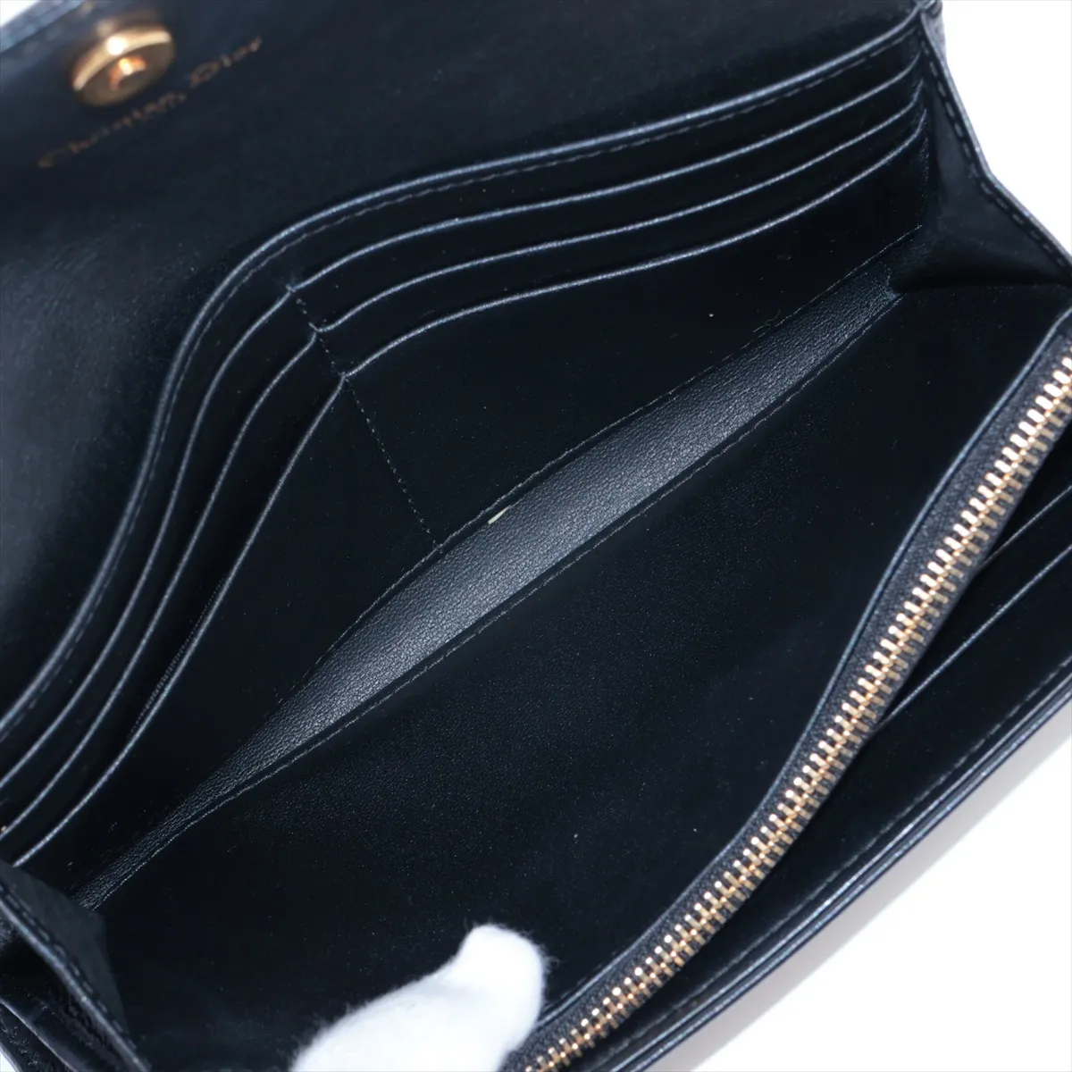 Cannage Caro Leather Long Wallet, Black — view 5