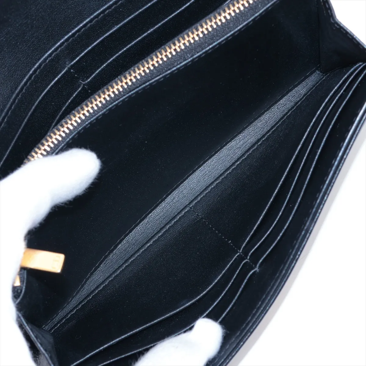Cannage Caro Leather Long Wallet, Black — view 6