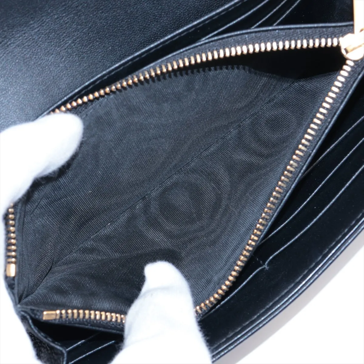 Cannage Caro Leather Long Wallet, Black — view 7