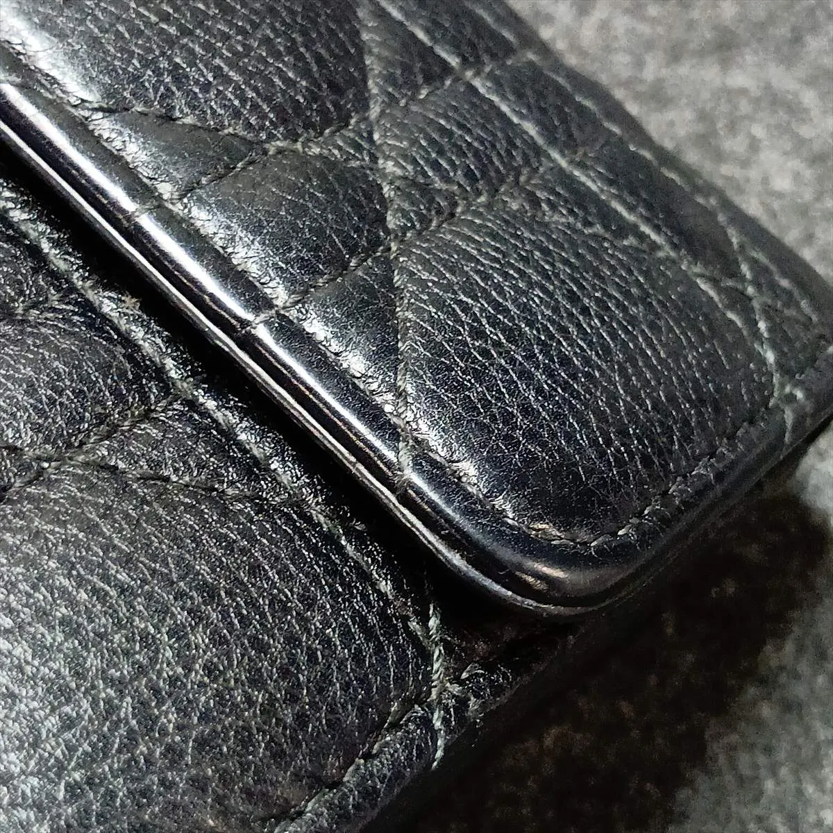 Cannage Caro Leather Long Wallet, Black — view 9