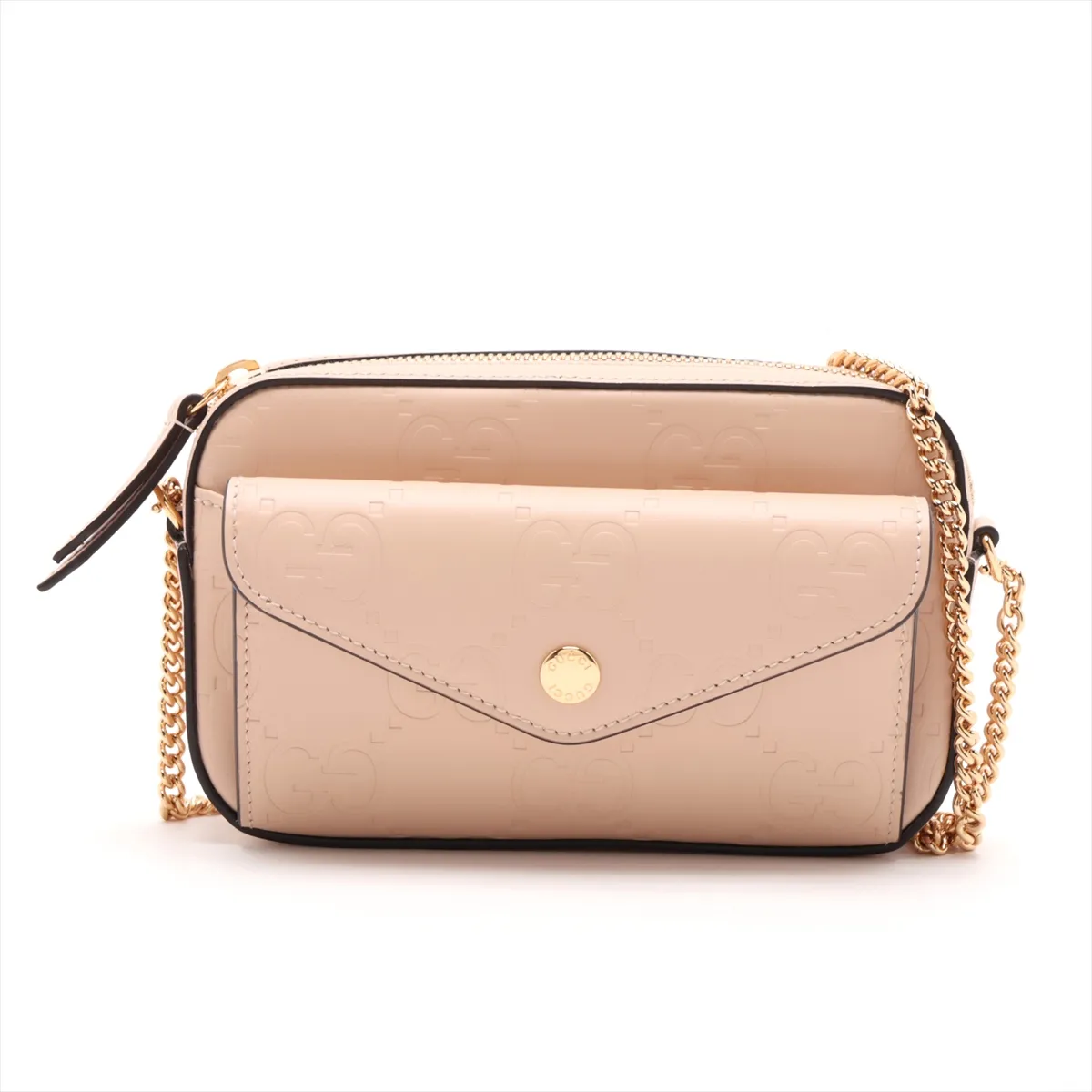 GG Supermini Leather Chain Shoulder Bag, Beige, 781554