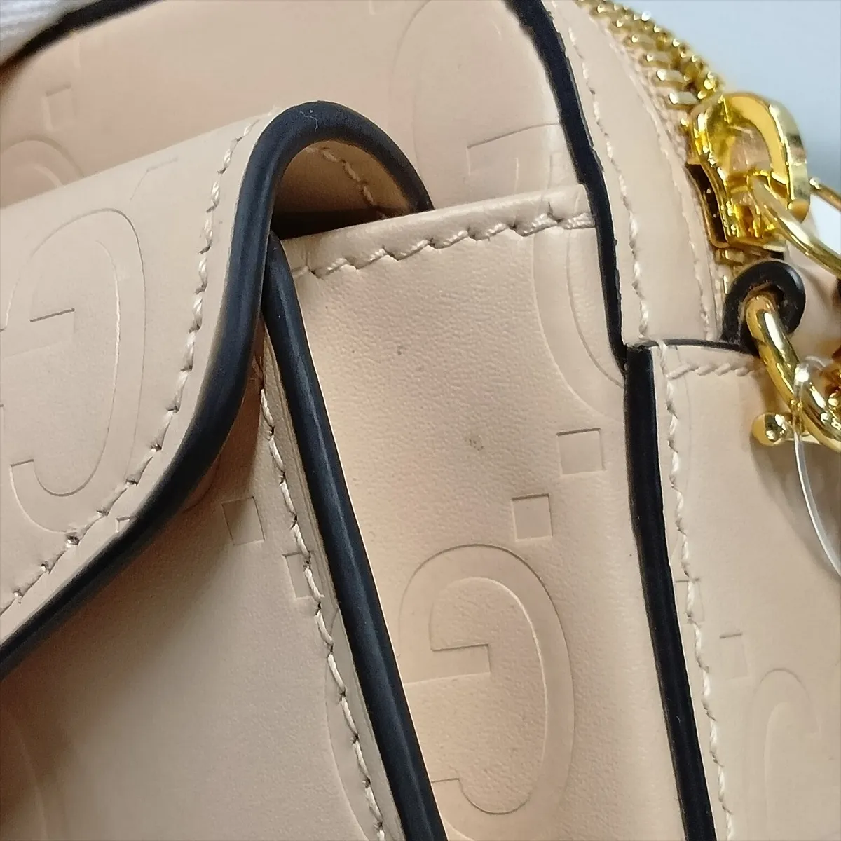 GG Supermini Leather Chain Shoulder Bag, Beige, 781554 — view 11