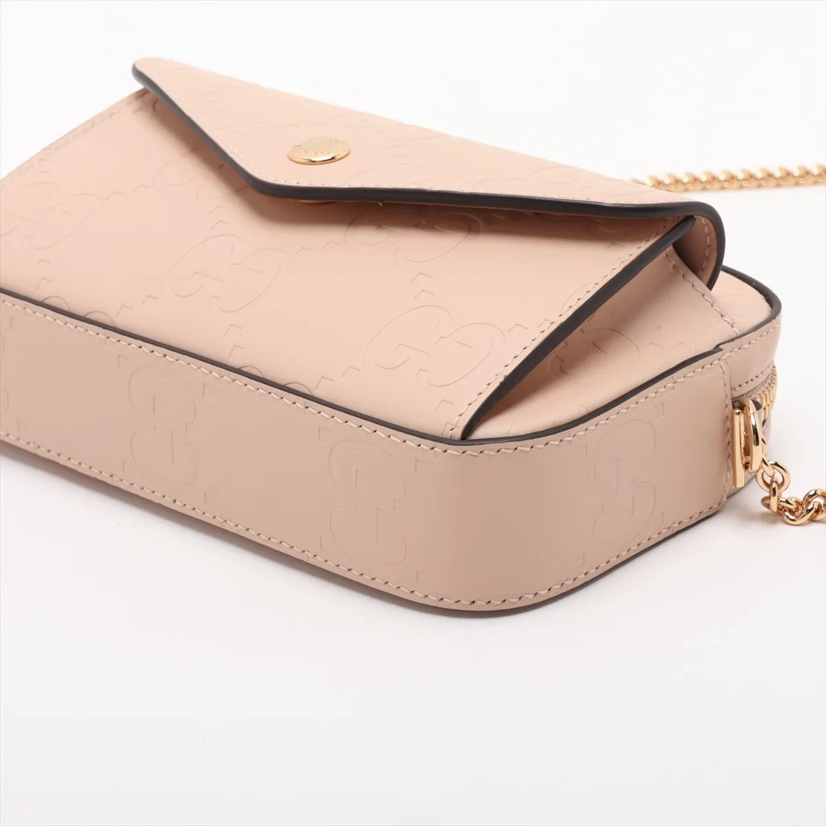 GG Supermini Leather Chain Shoulder Bag, Beige, 781554 — view 3
