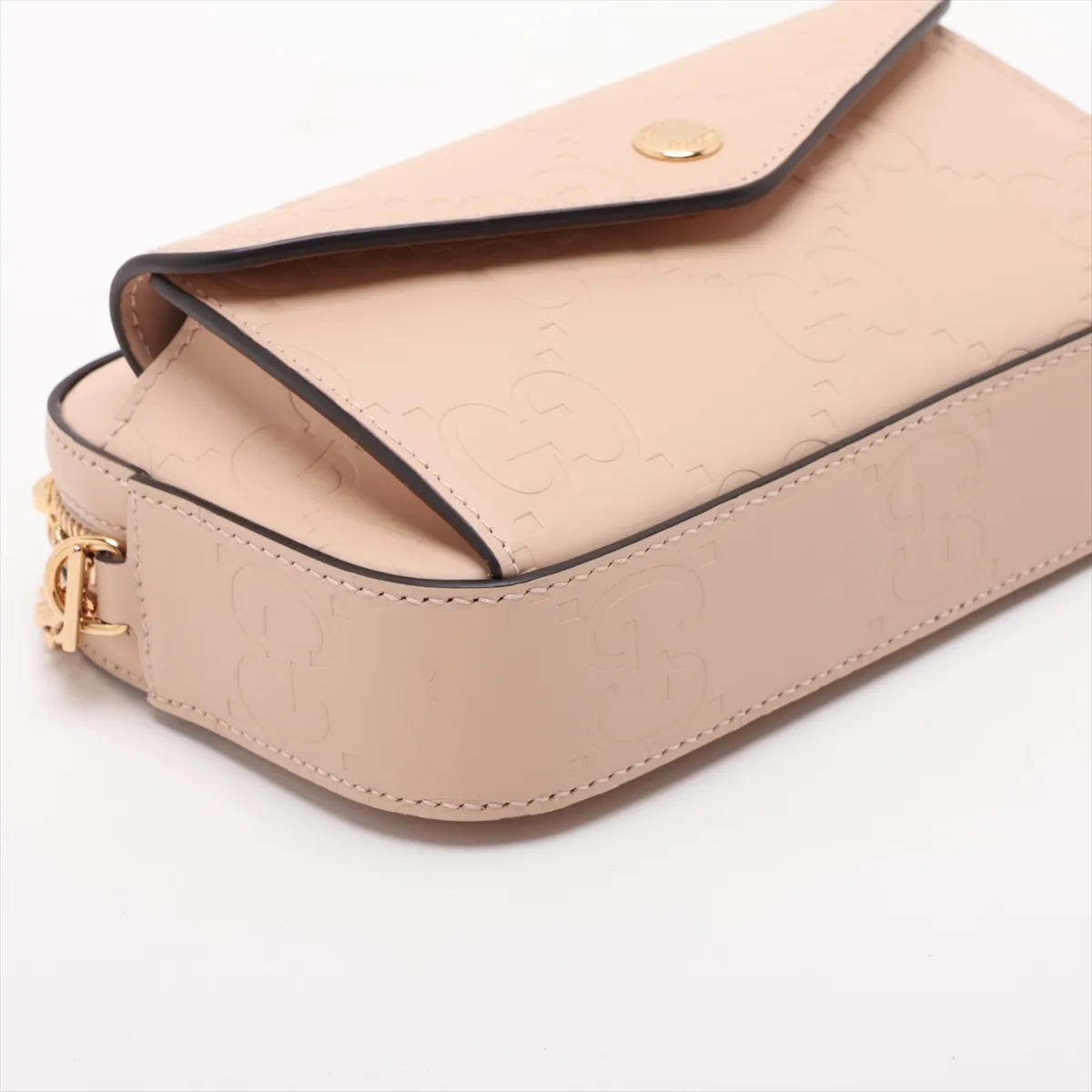 GG Supermini Leather Chain Shoulder Bag, Beige, 781554 — view 4
