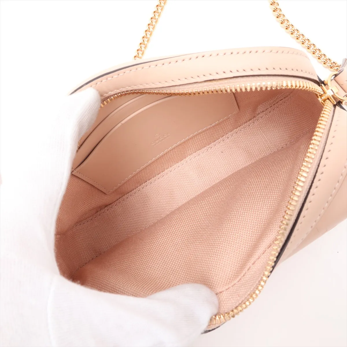 GG Supermini Leather Chain Shoulder Bag, Beige, 781554 — view 6